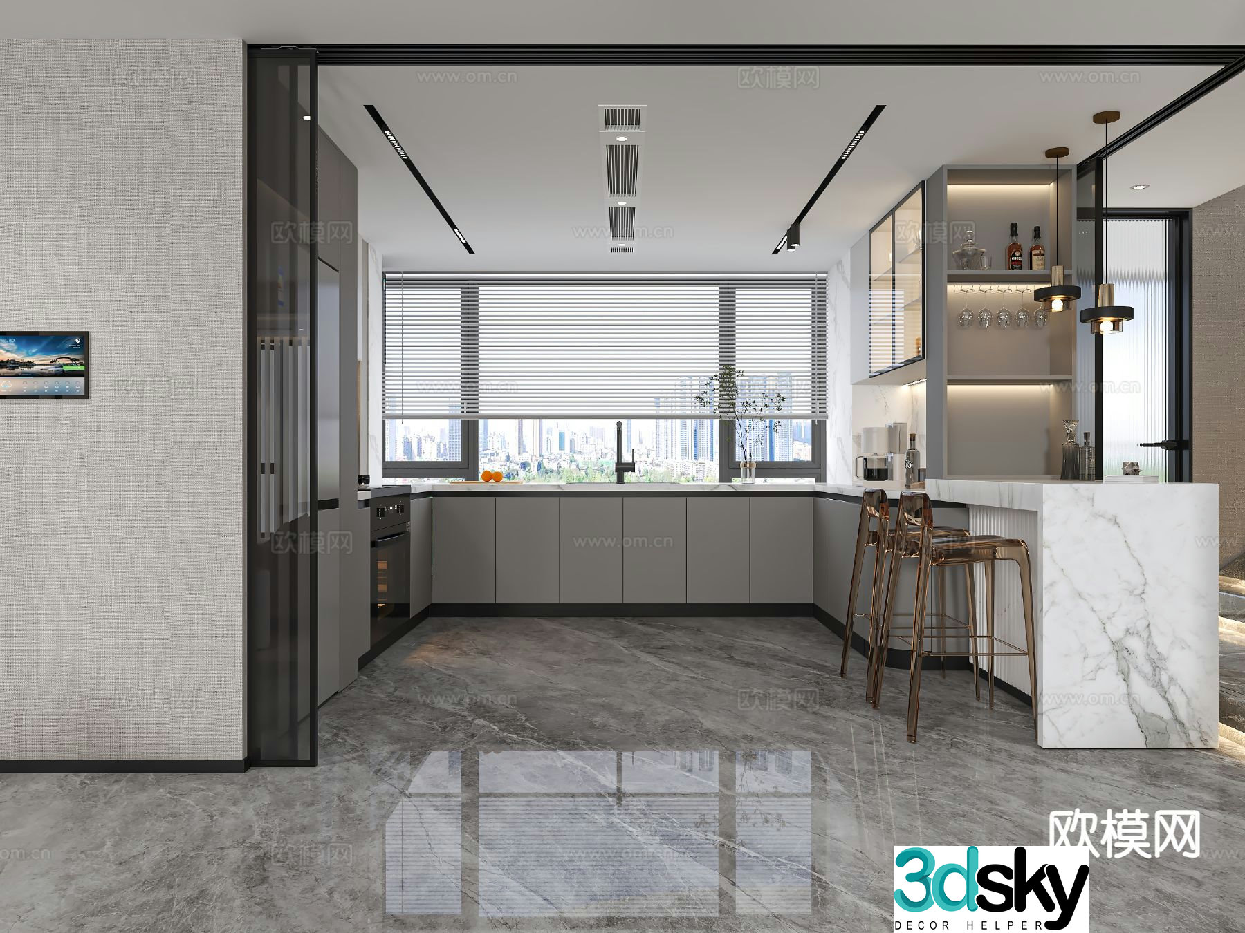 Modern kitchen bar 3d model