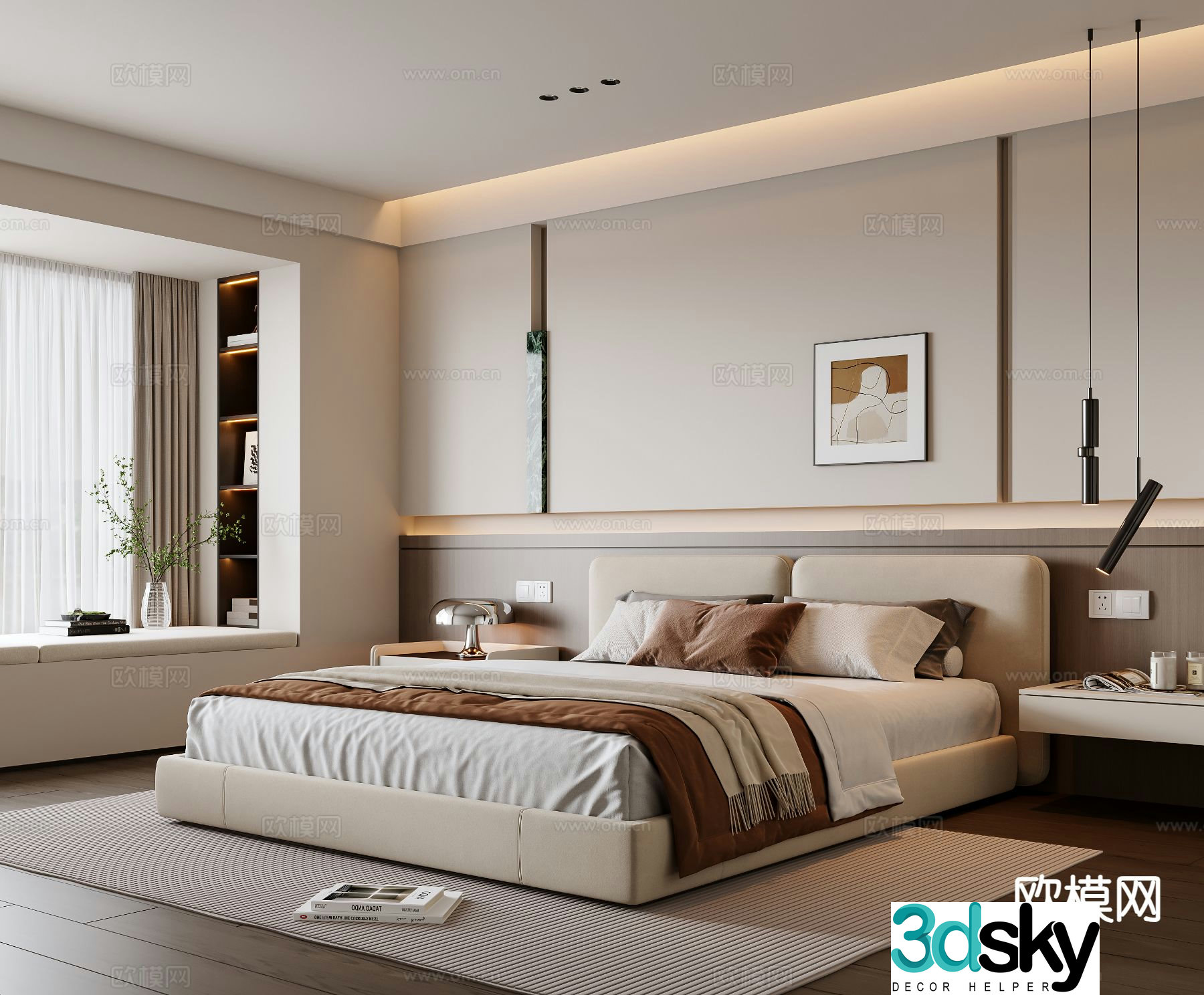 Modern bedroom master bedroom 3d model