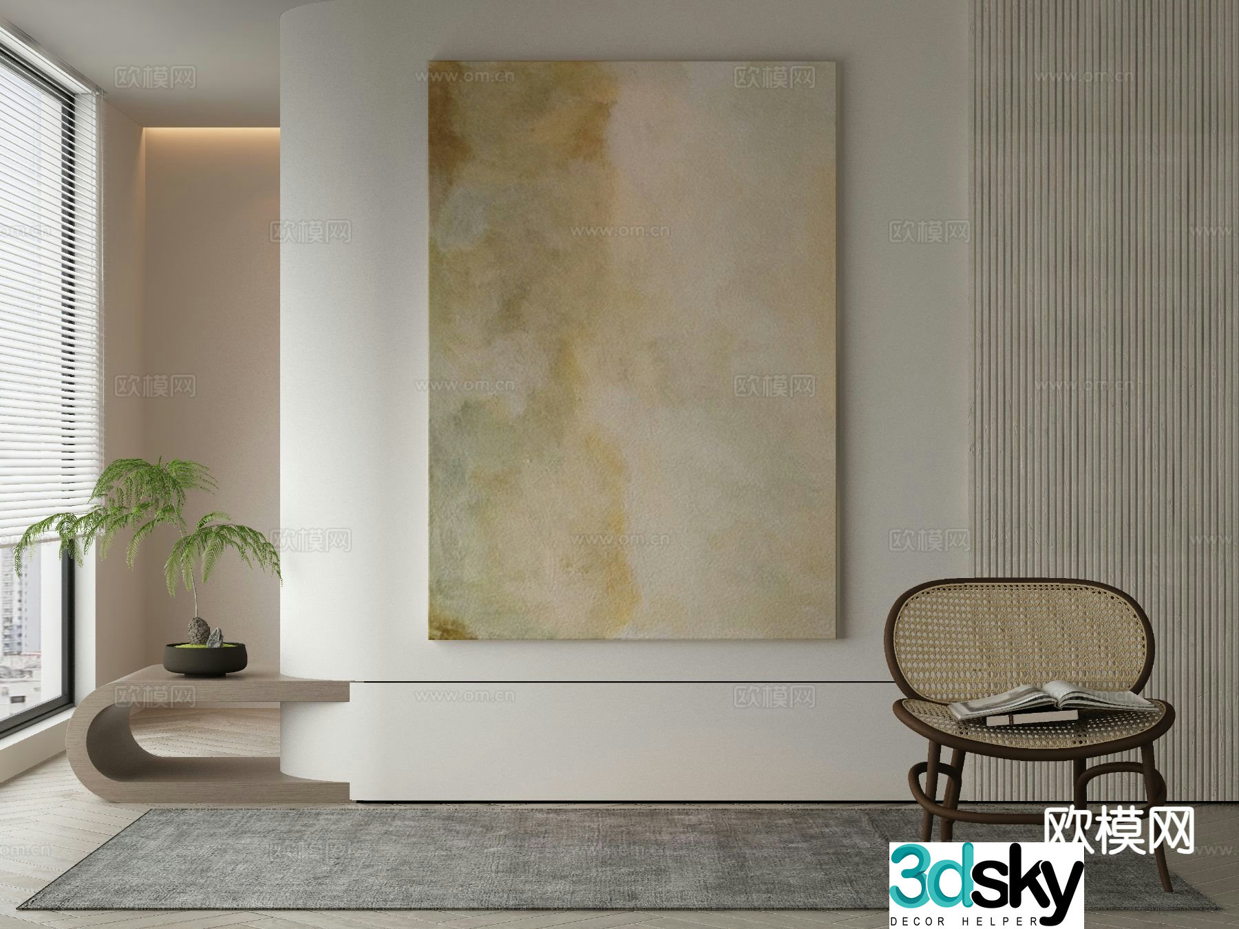 Modern decorative painting abstract painting 3d model