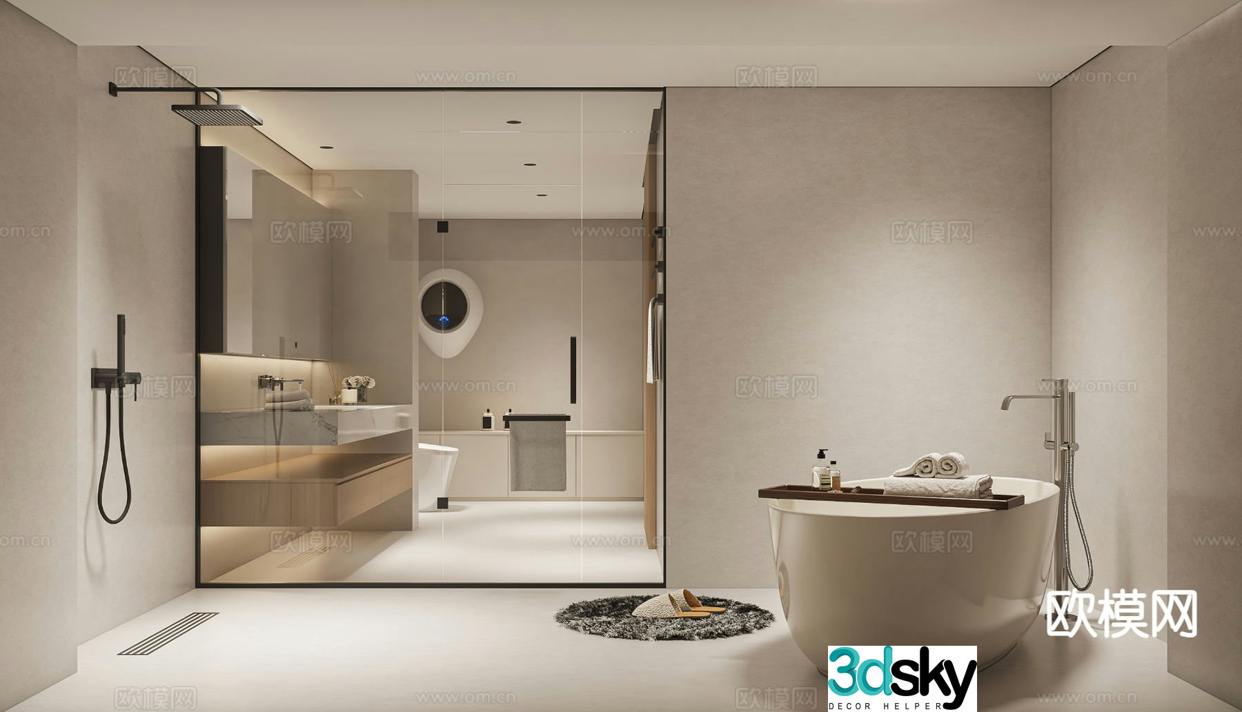 Modern bathroom bathroom toilet 3d model