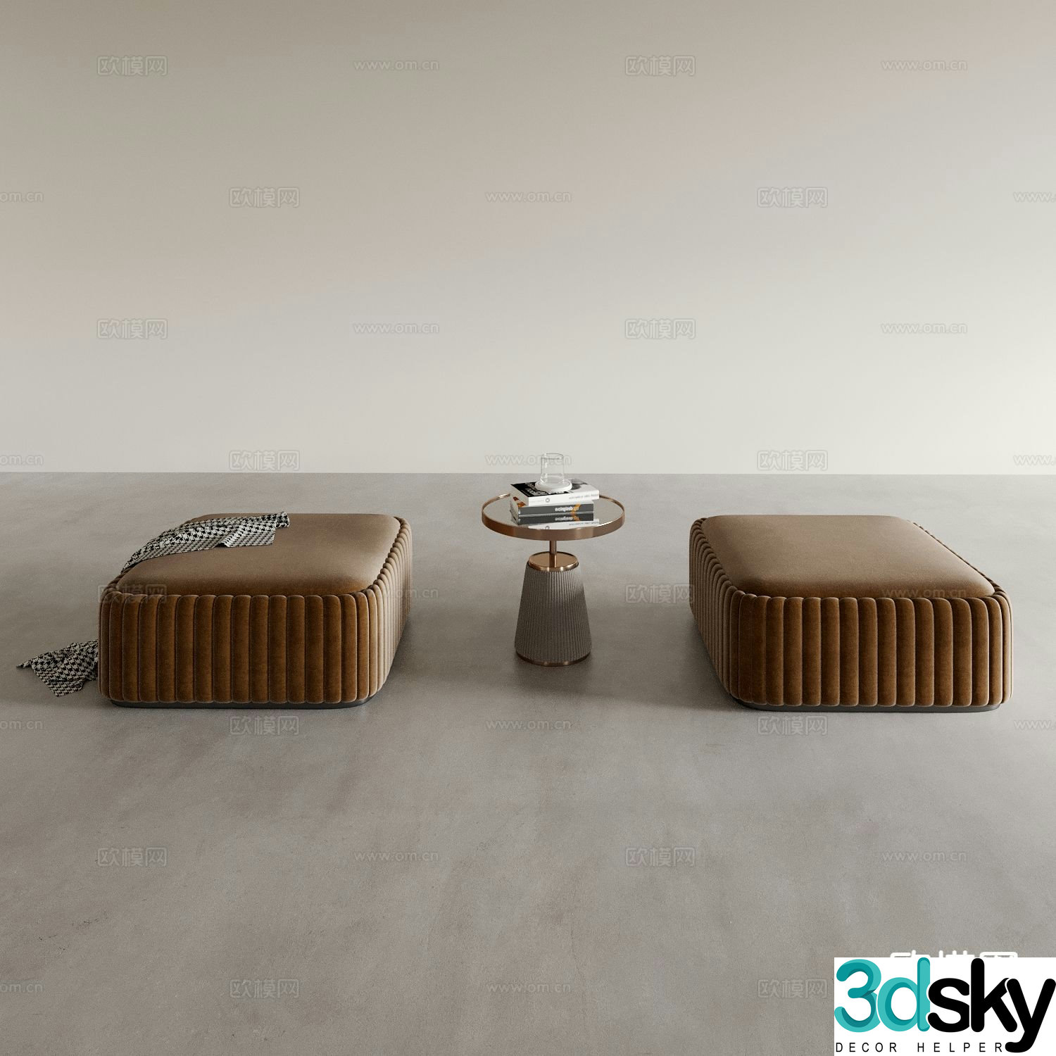 Modern stool square stool sofa stool round table 3d model