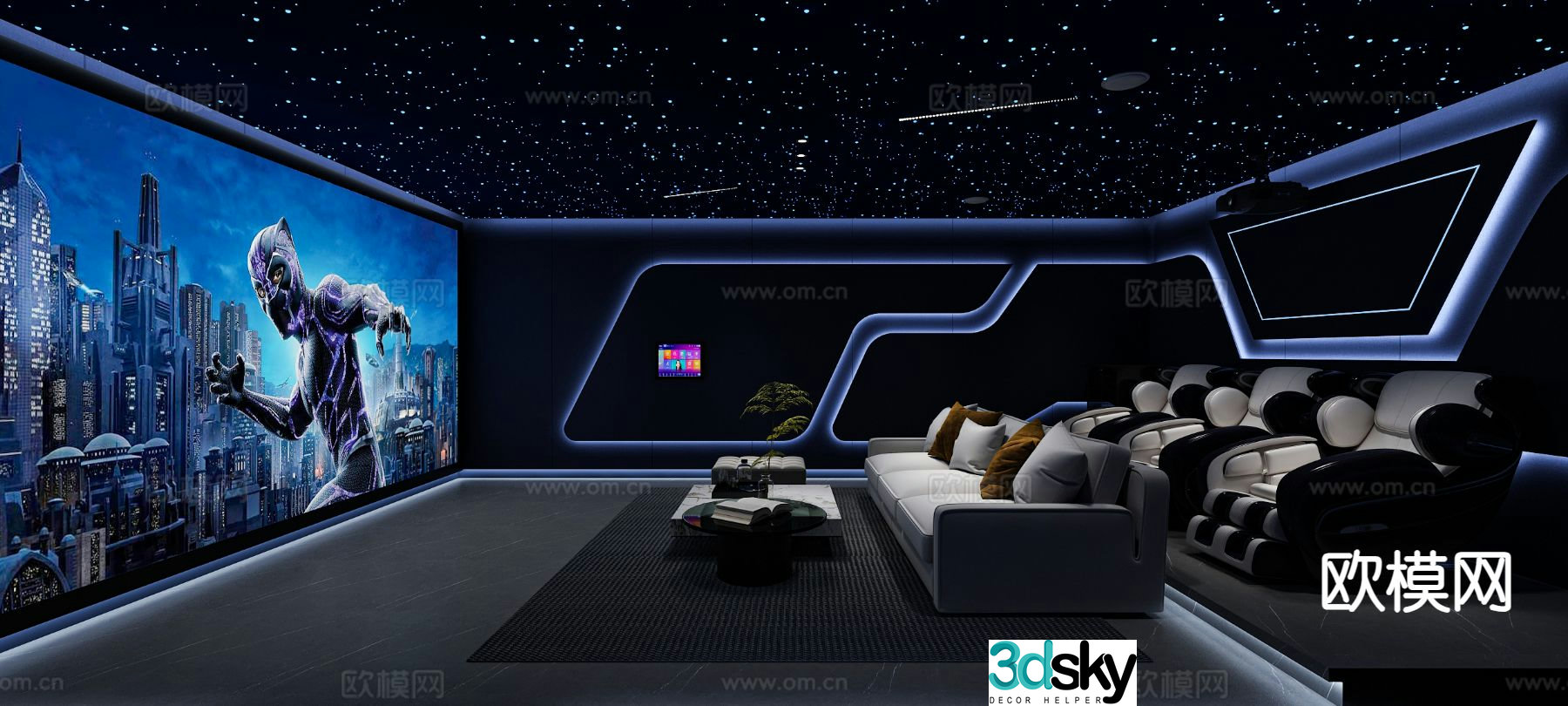 Technology-sense audio-visual room home theater space capsule audio-visual room 3D model