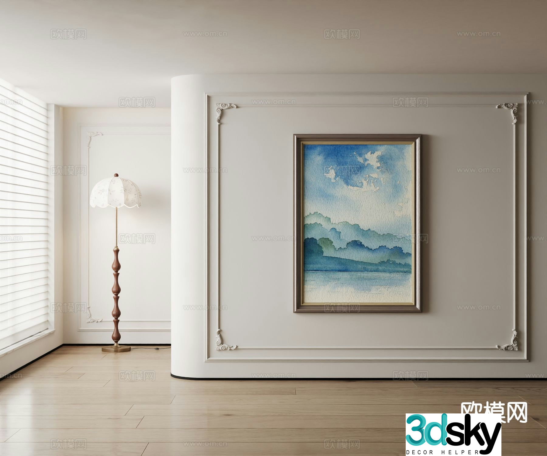 American decorative painting gradient color hanging painting 3d model