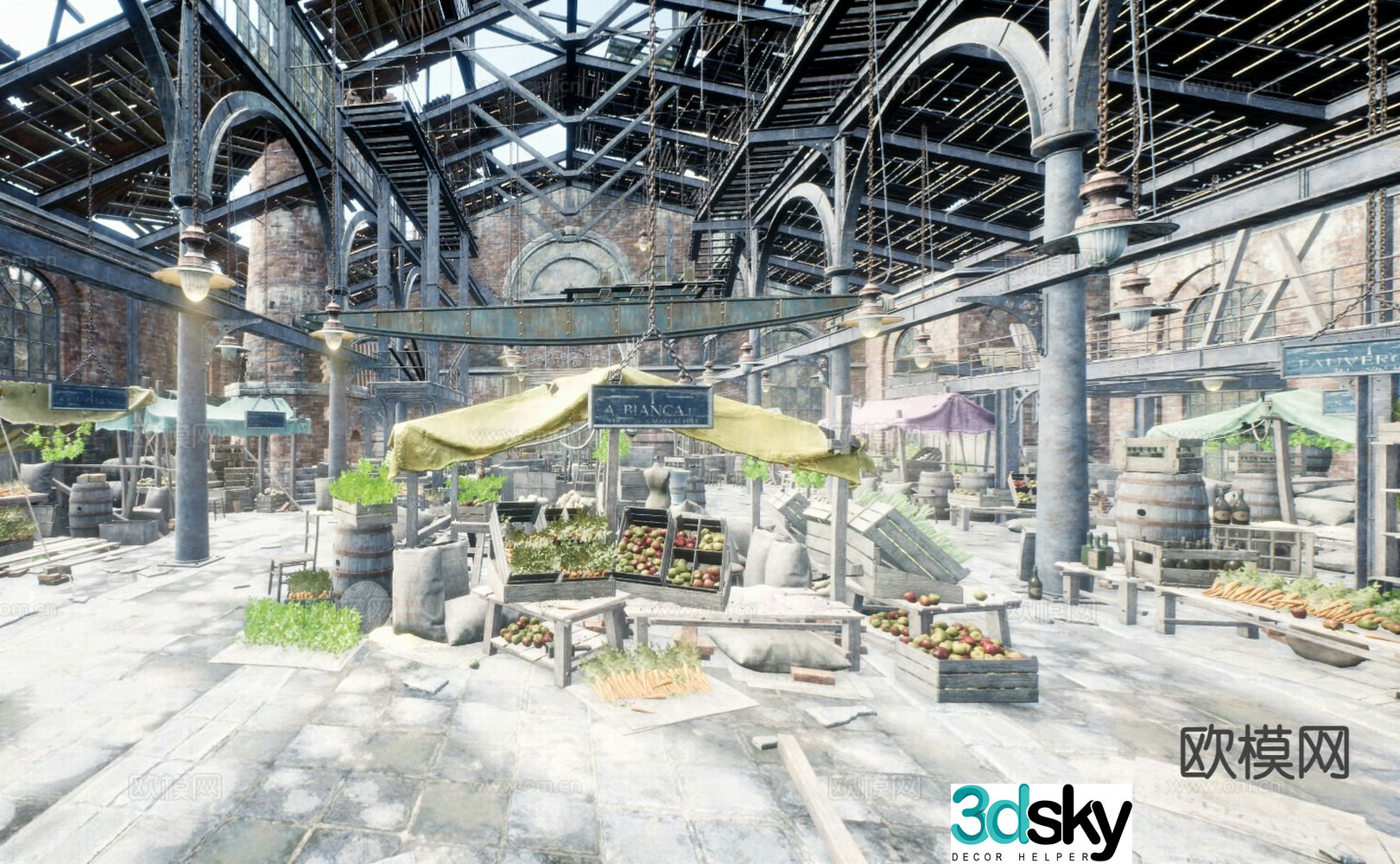 Shabby market game scene 3d model
