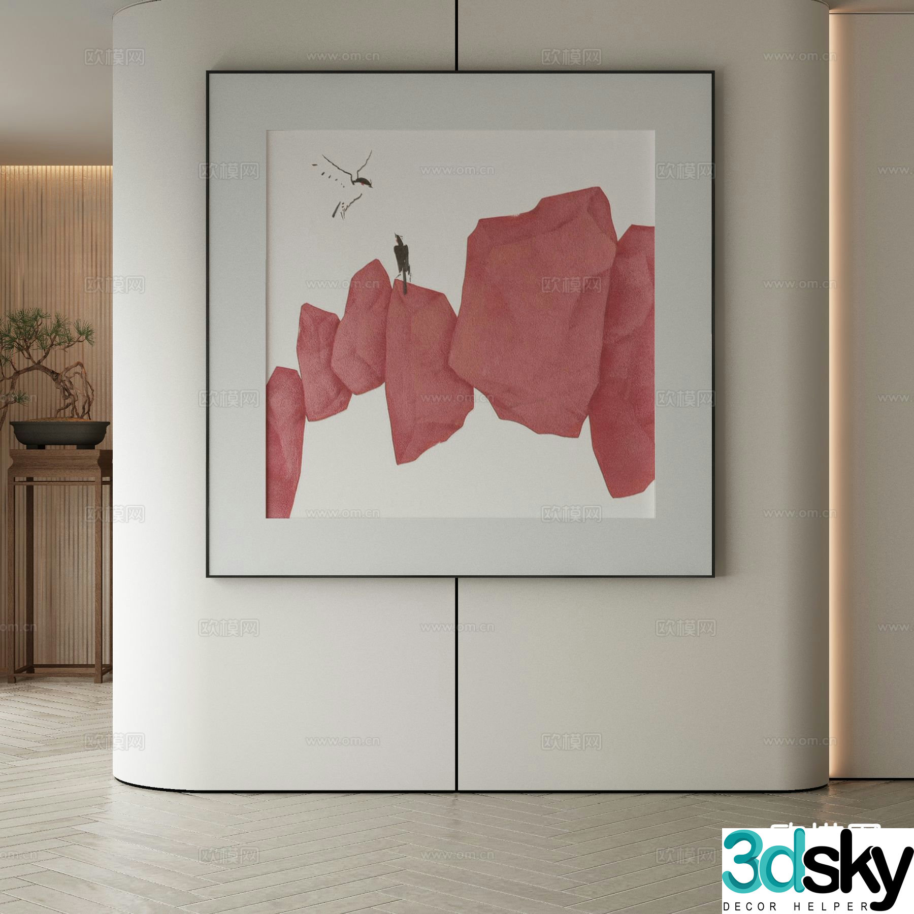 New Chinese style decorative painting abstract painting 3d model