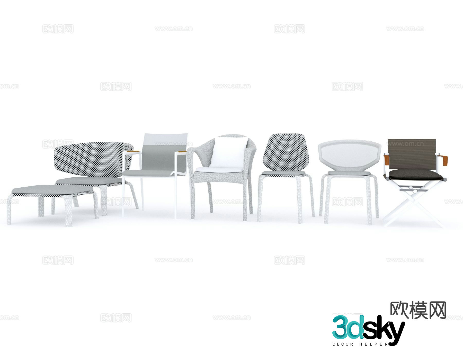 Modern chair leisure chair director chair rattan chair 3d model