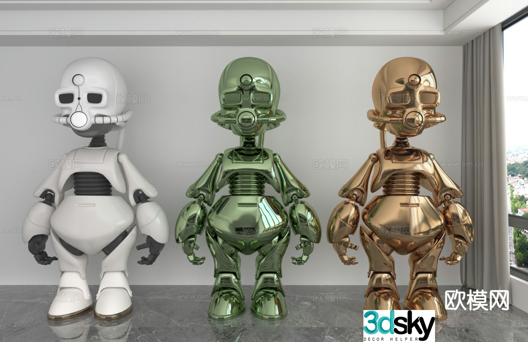 Modern color laser doll trendy toy ornament 3D model