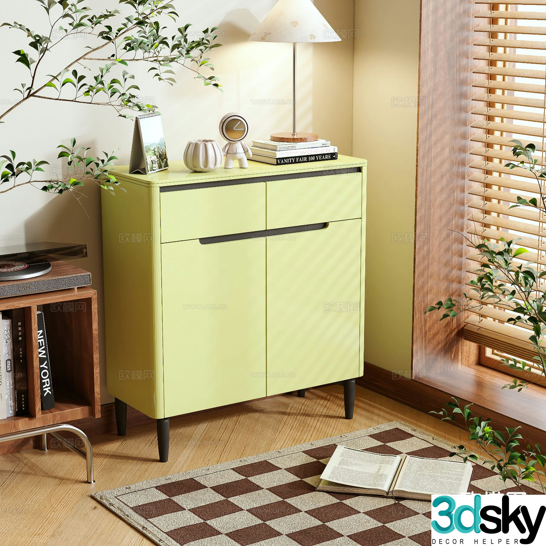 Modern low cabinet dopamine shoe cabinet 3d model