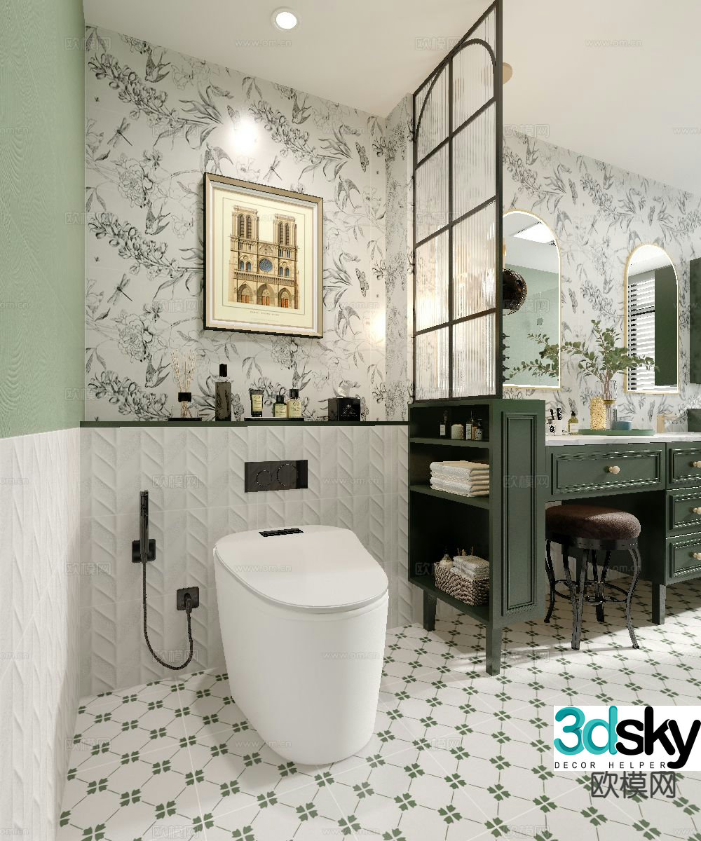 French toilet bathroom toilet 3d model