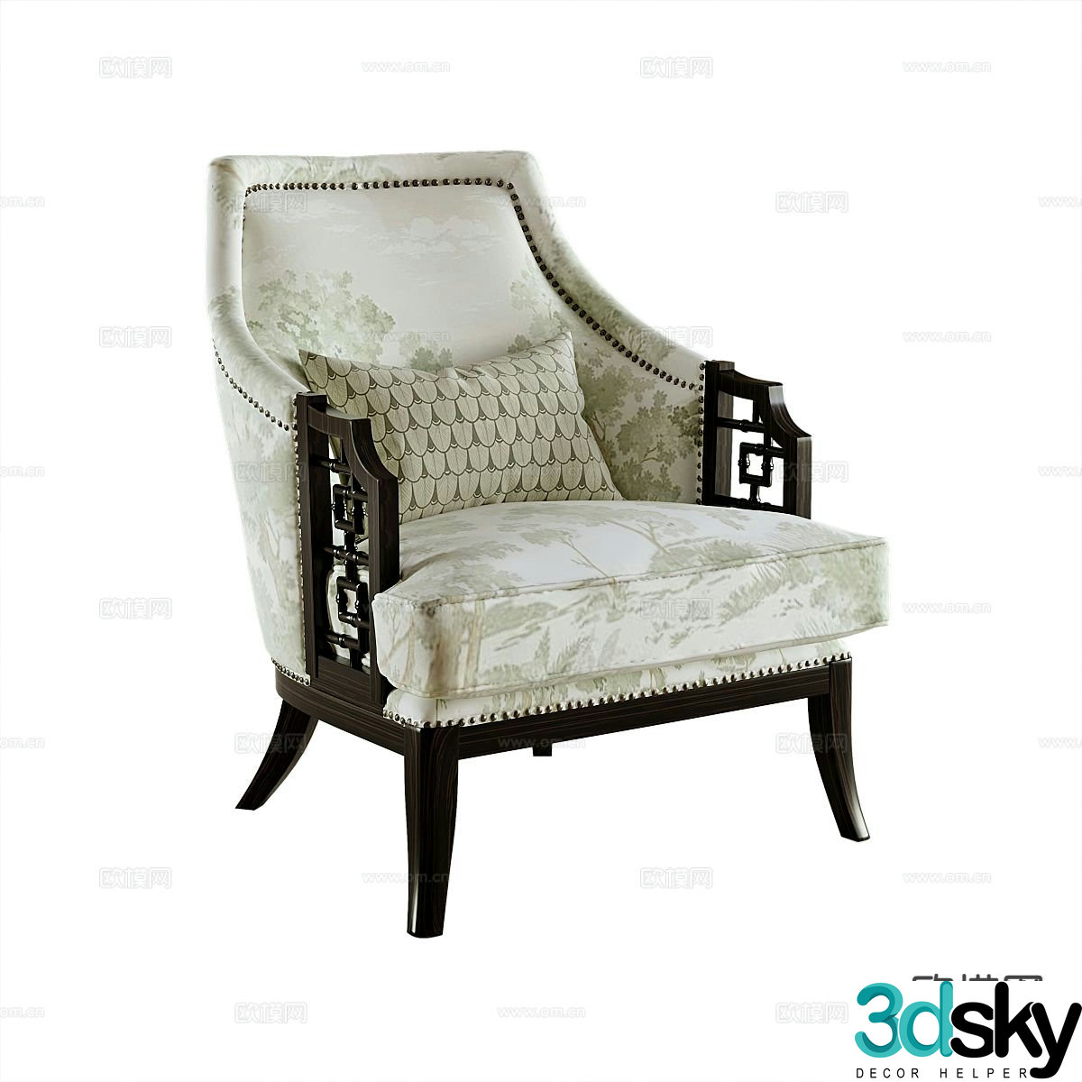 New Chinese style book chair chair leisure chair 3d model