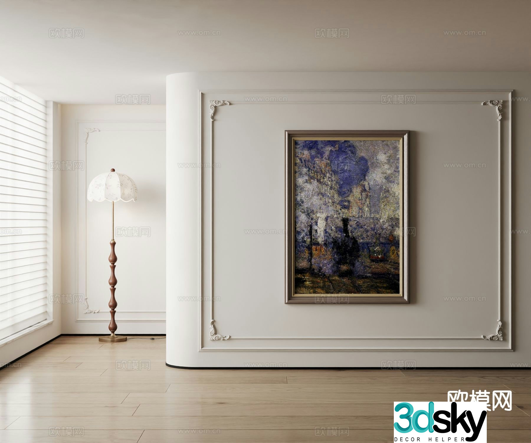 American decorative painting retro oil painting 3d model