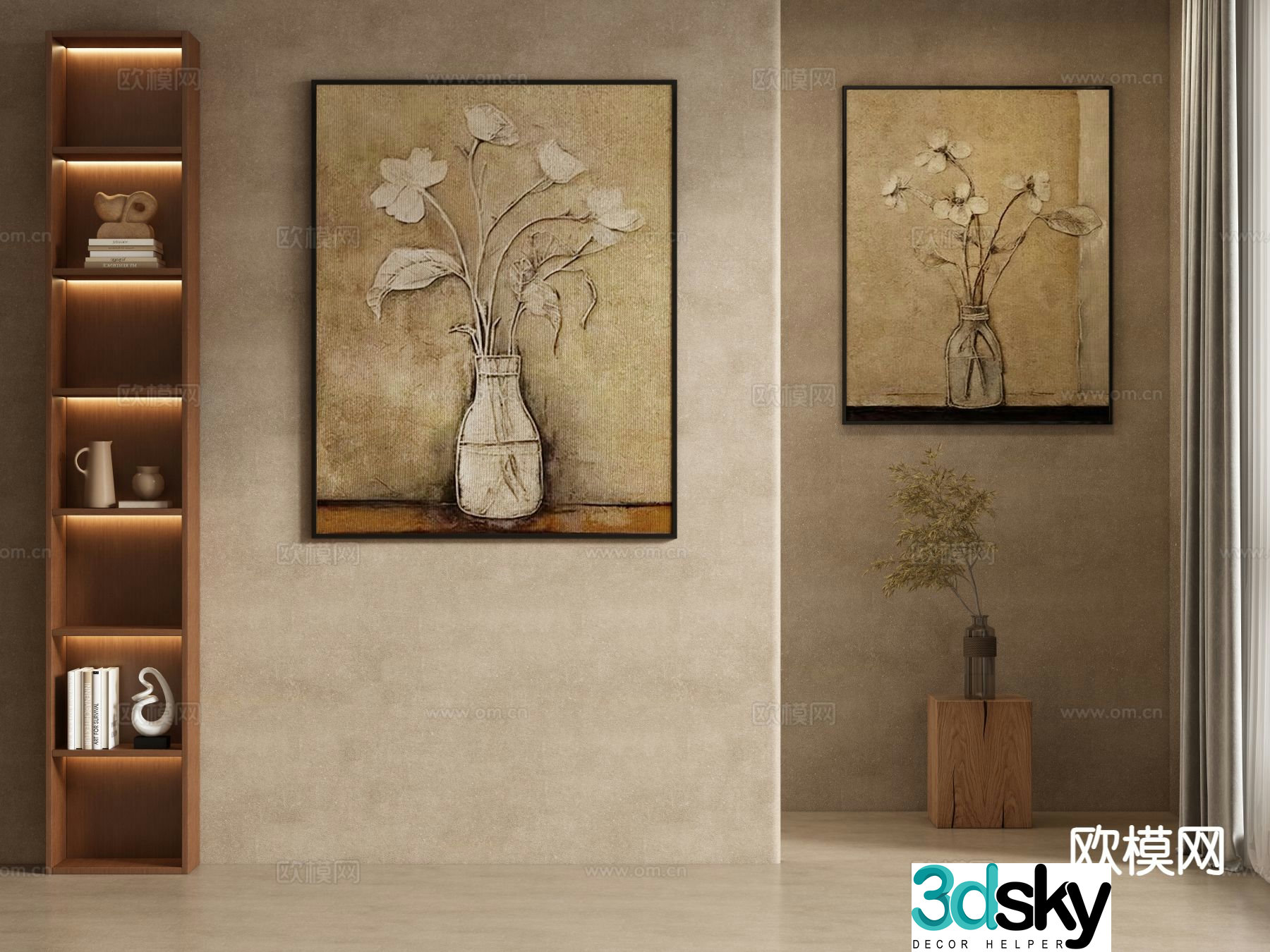 Medieval style oil painting hanging painting 3d model