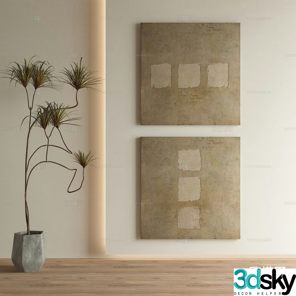 Wabi-sabi art painting texture painting decorative painting 3d model