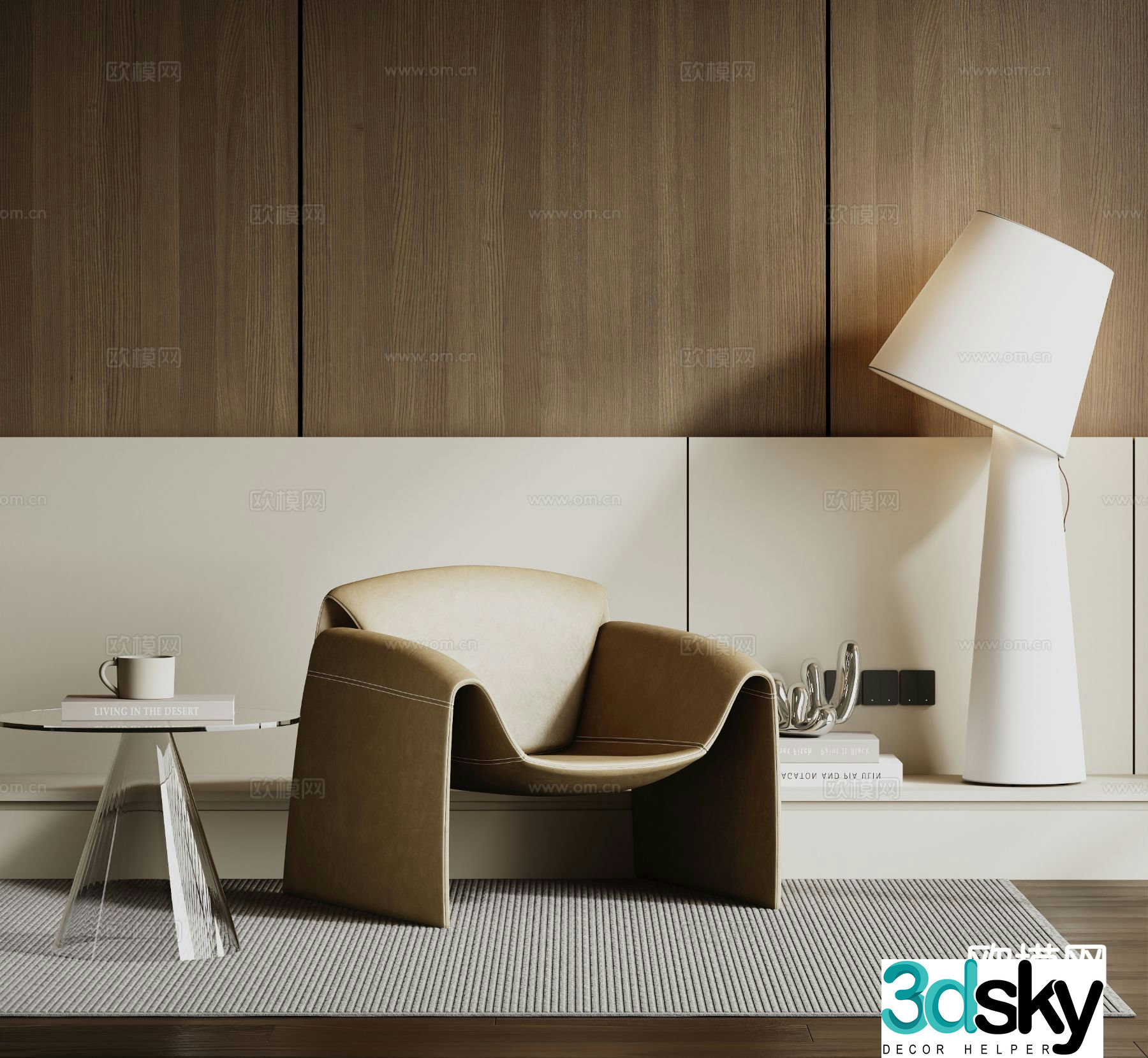 Italian style chair leisure chair 3d model