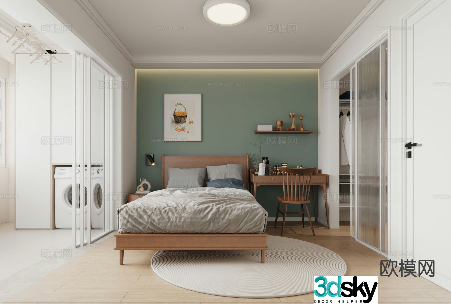 Nordic bedroom master bedroom 3d model