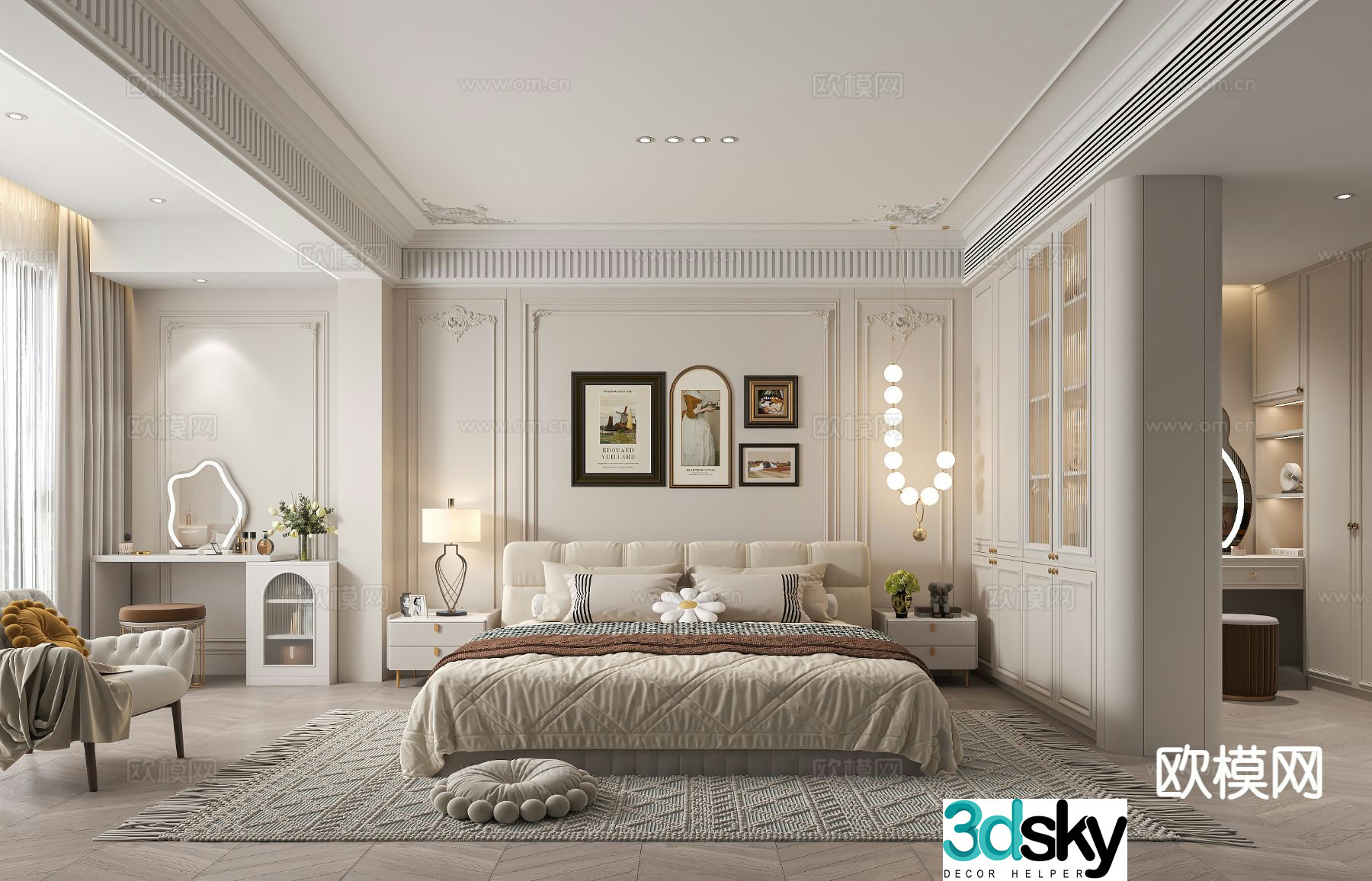French bedroom master bedroom 3d model