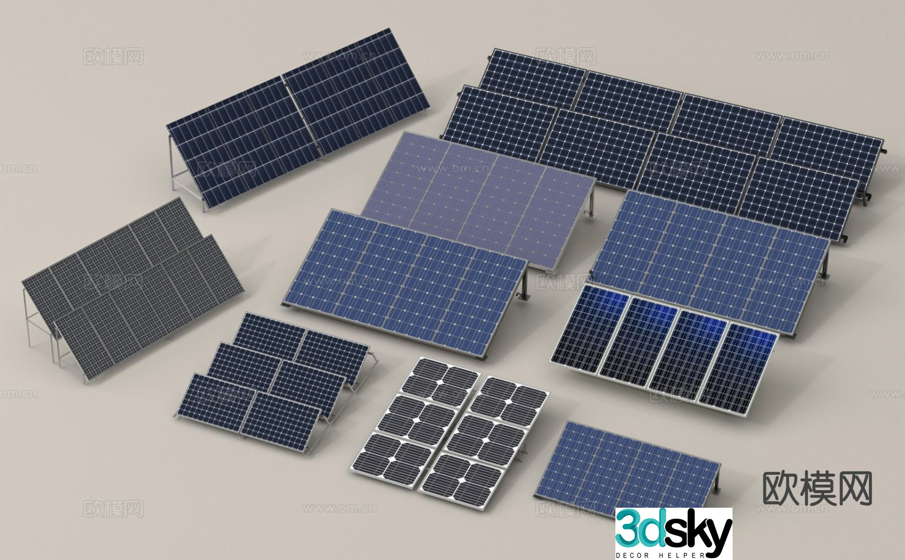 photovoltaic panel solar power panel solar panel 3d model