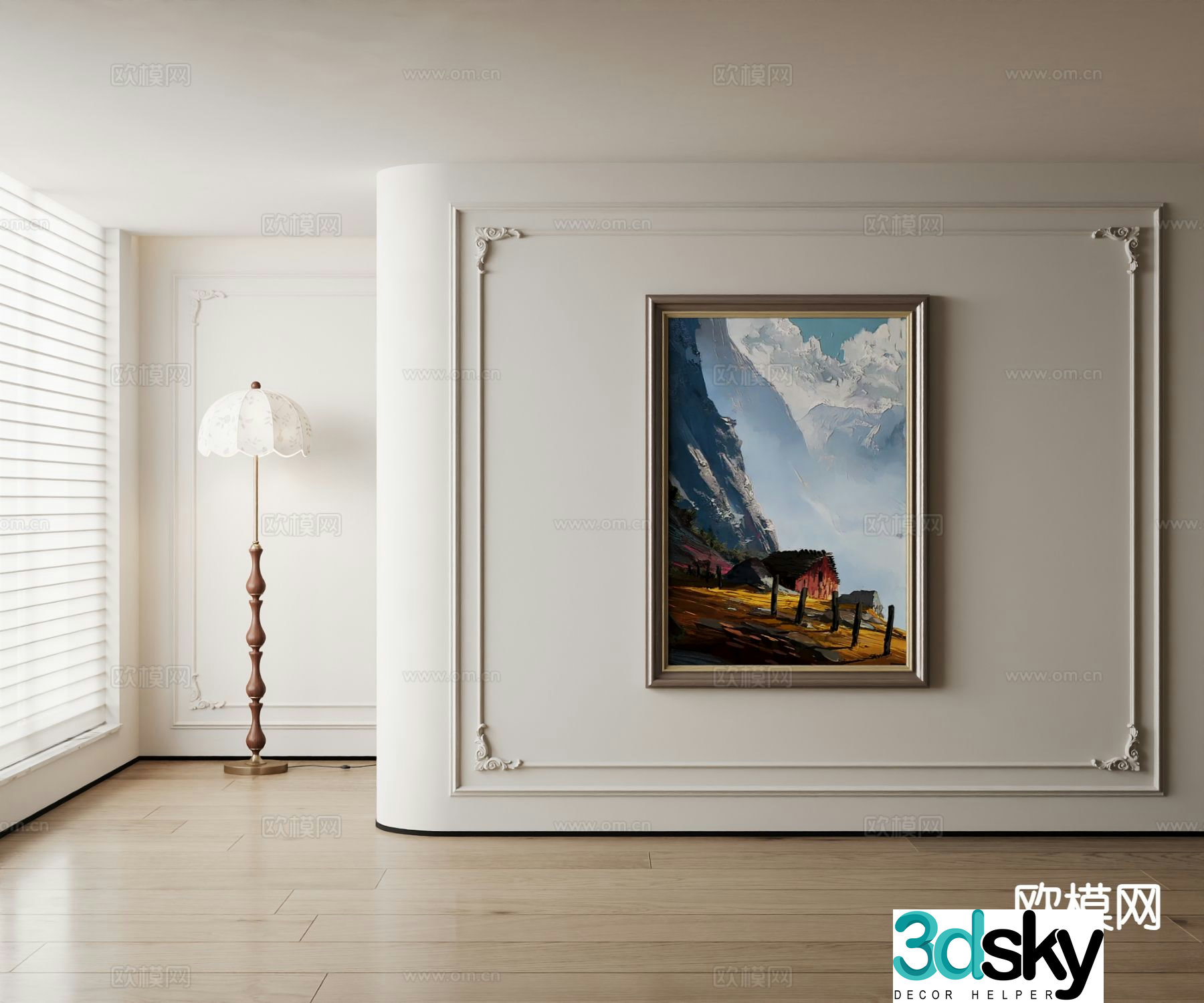 American oil painting landscape painting decorative painting 3d model