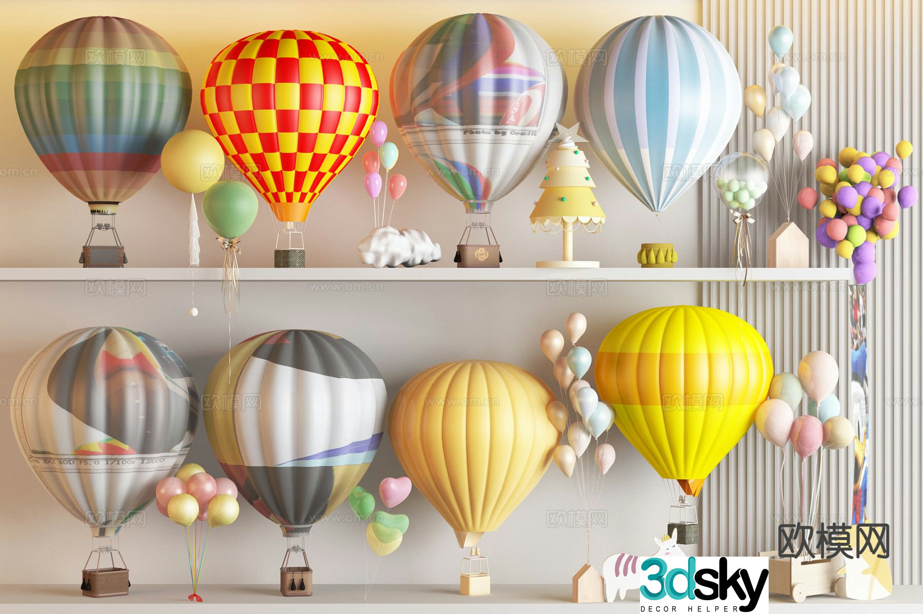 Modern hot air balloon Meichen 3D model