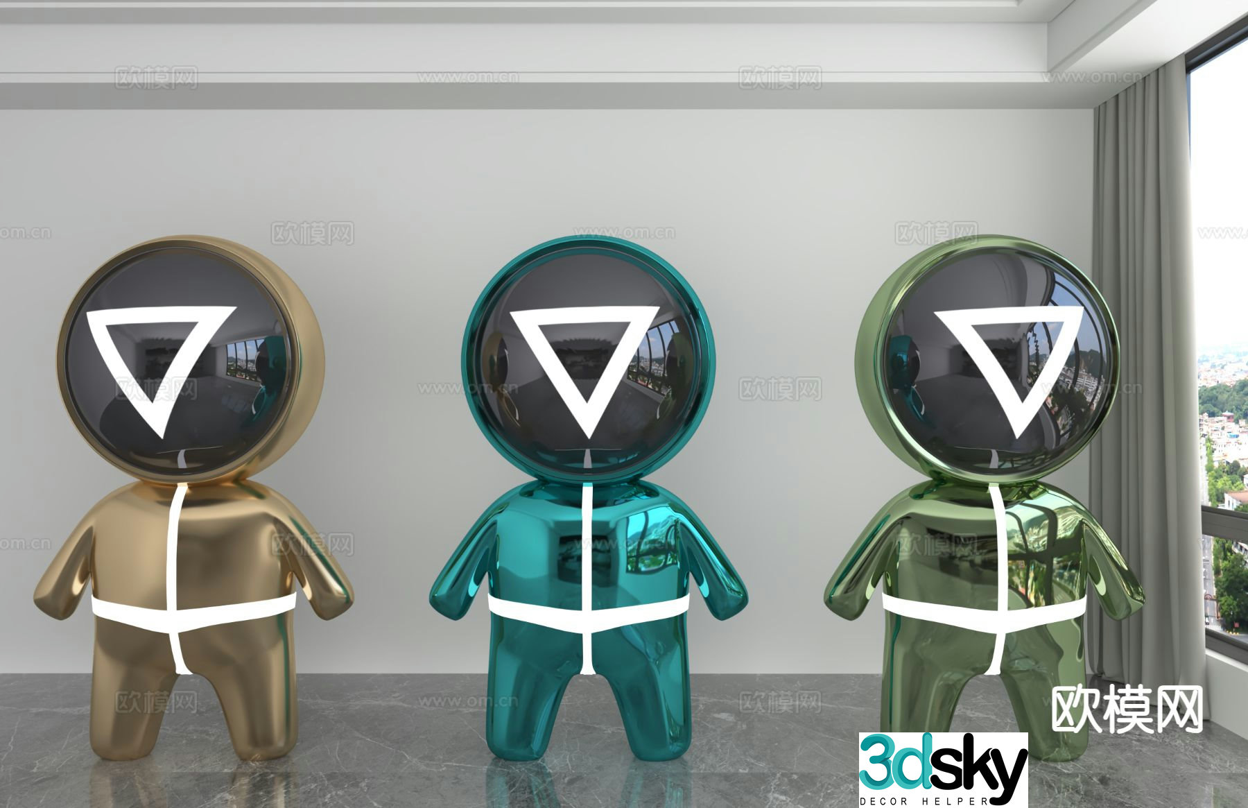 Modern color laser doll trendy toy ornament 3D model
