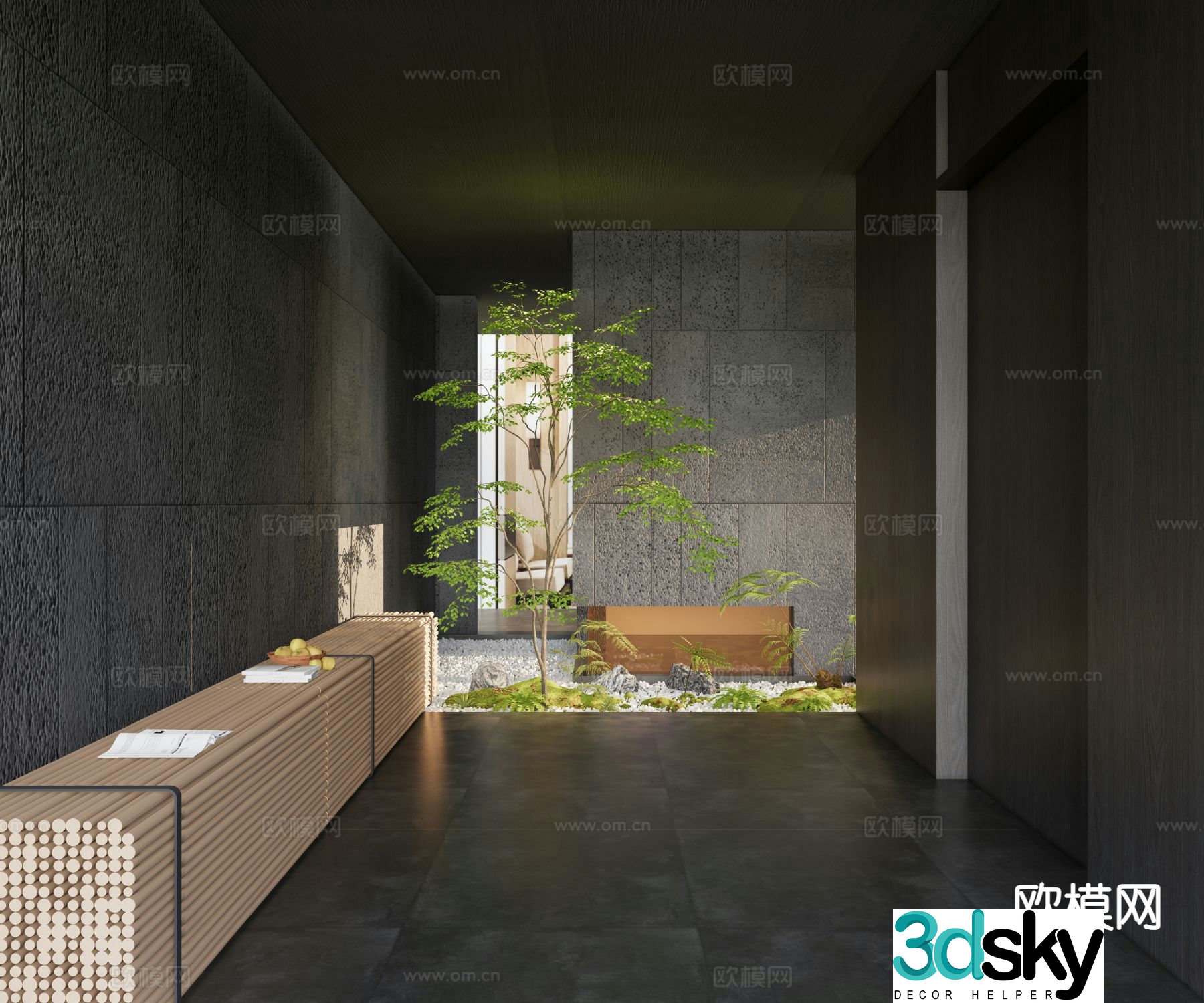 Modern interior landscape sketch 3d model
