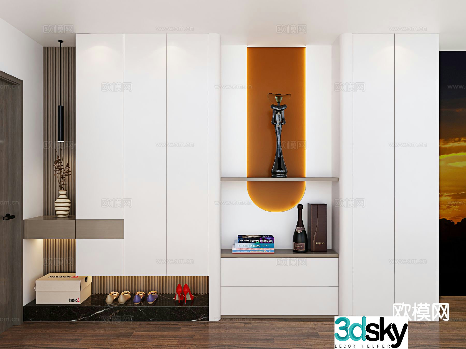Modern entrance shoe cabinet 3d model