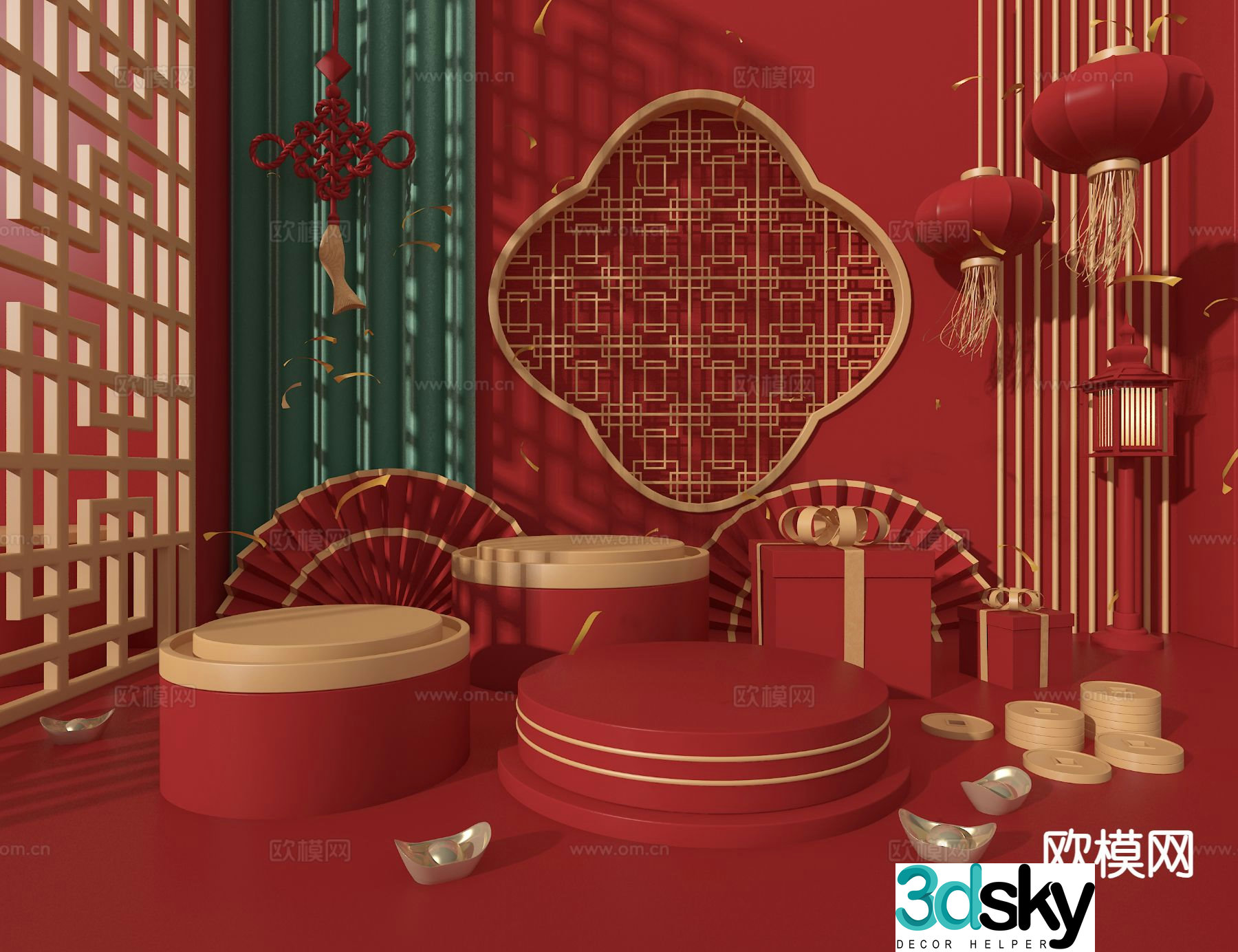 New Year e-commerce presentation 3D model