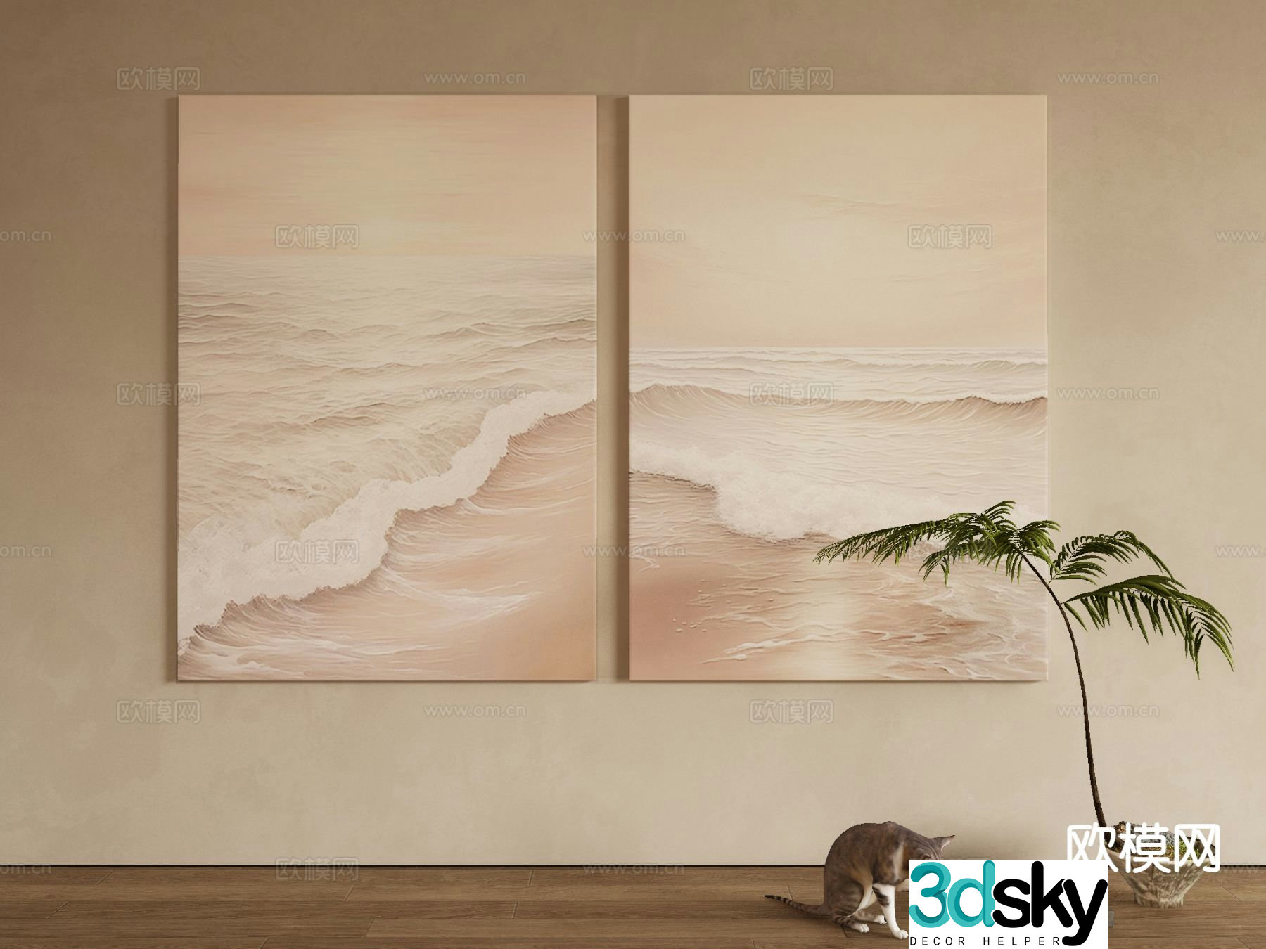 Wabi-sabi art painting texture painting decorative painting 3d model