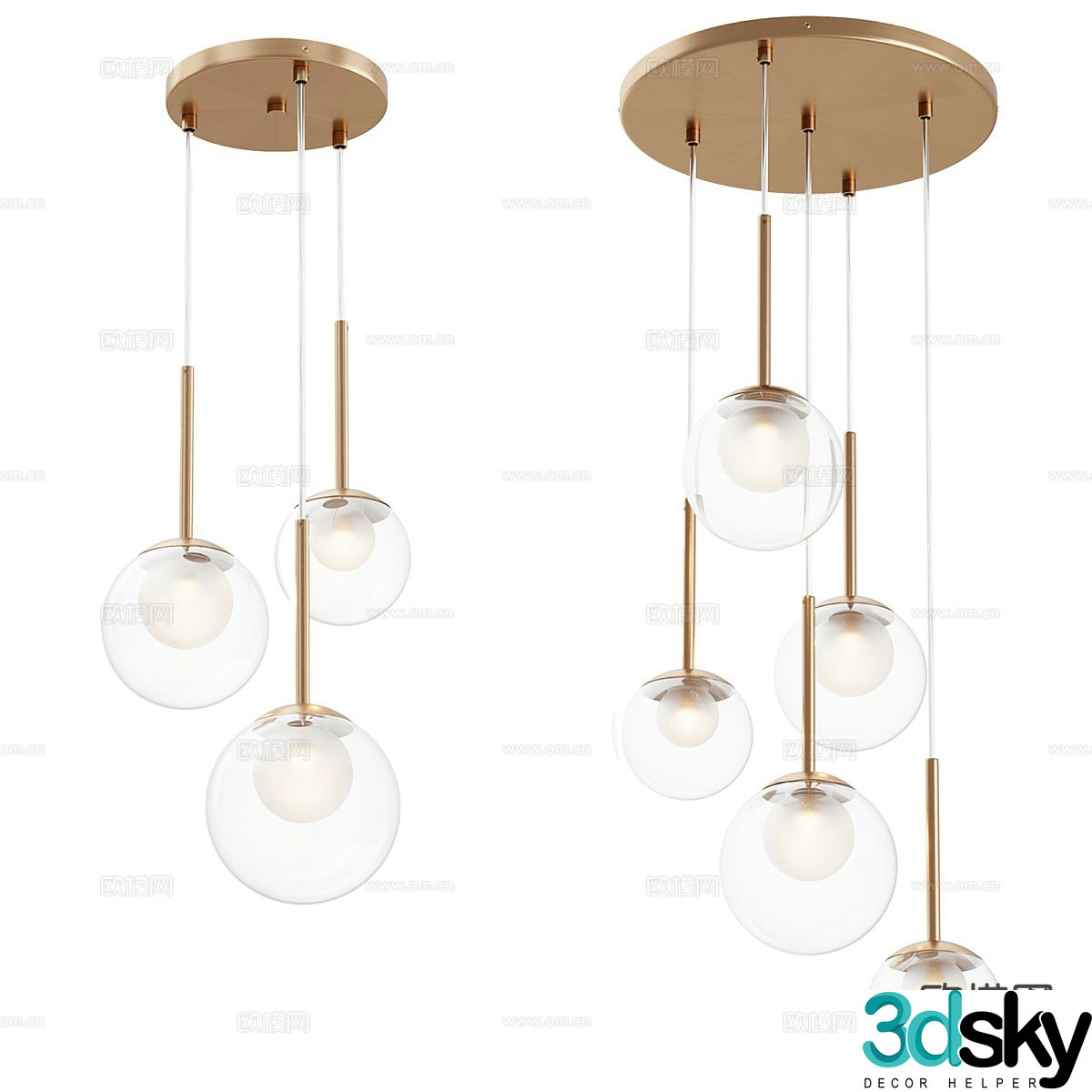 Light luxury small chandelier 3D model