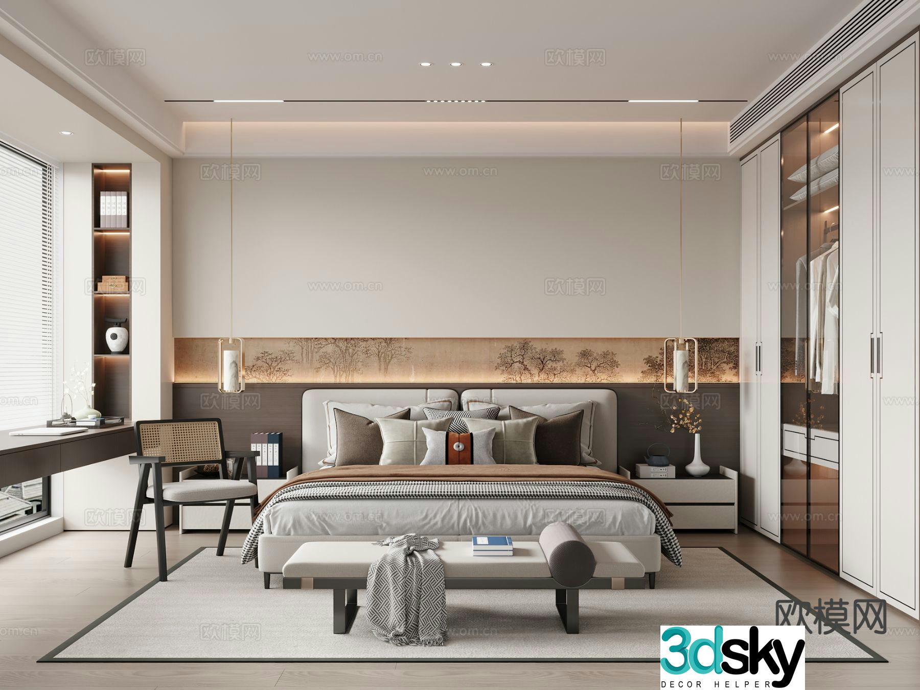 New Chinese style bedroom master bedroom 3d model