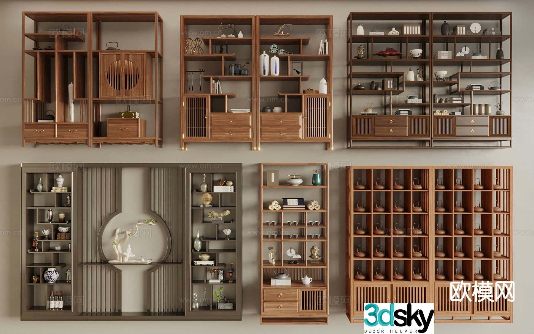 New Chinese style treasure rack Duobao cabinet 3D model