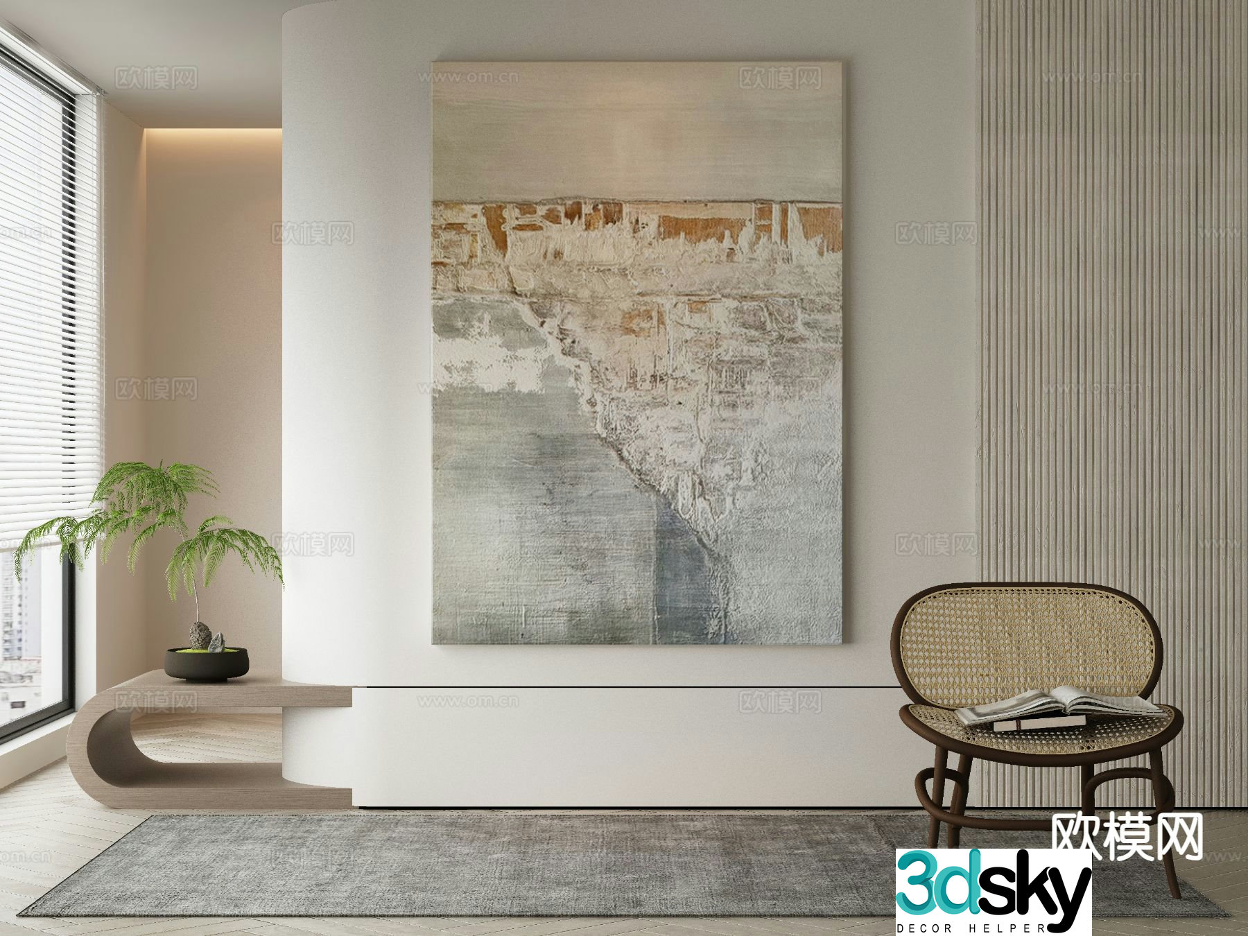 Modern decorative painting oil painting abstract painting 3d model