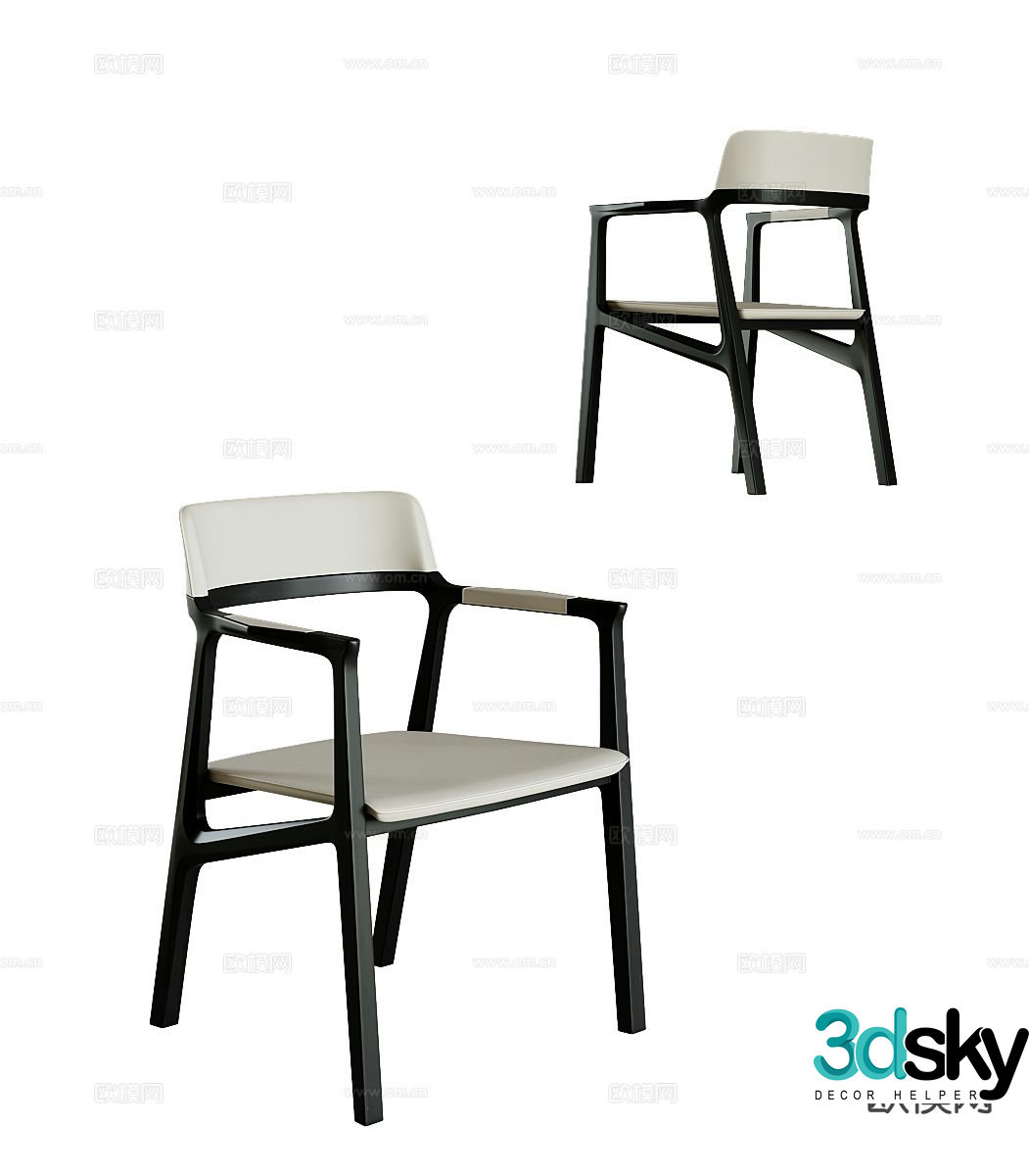 Modern single chair chair dining chair 3d model