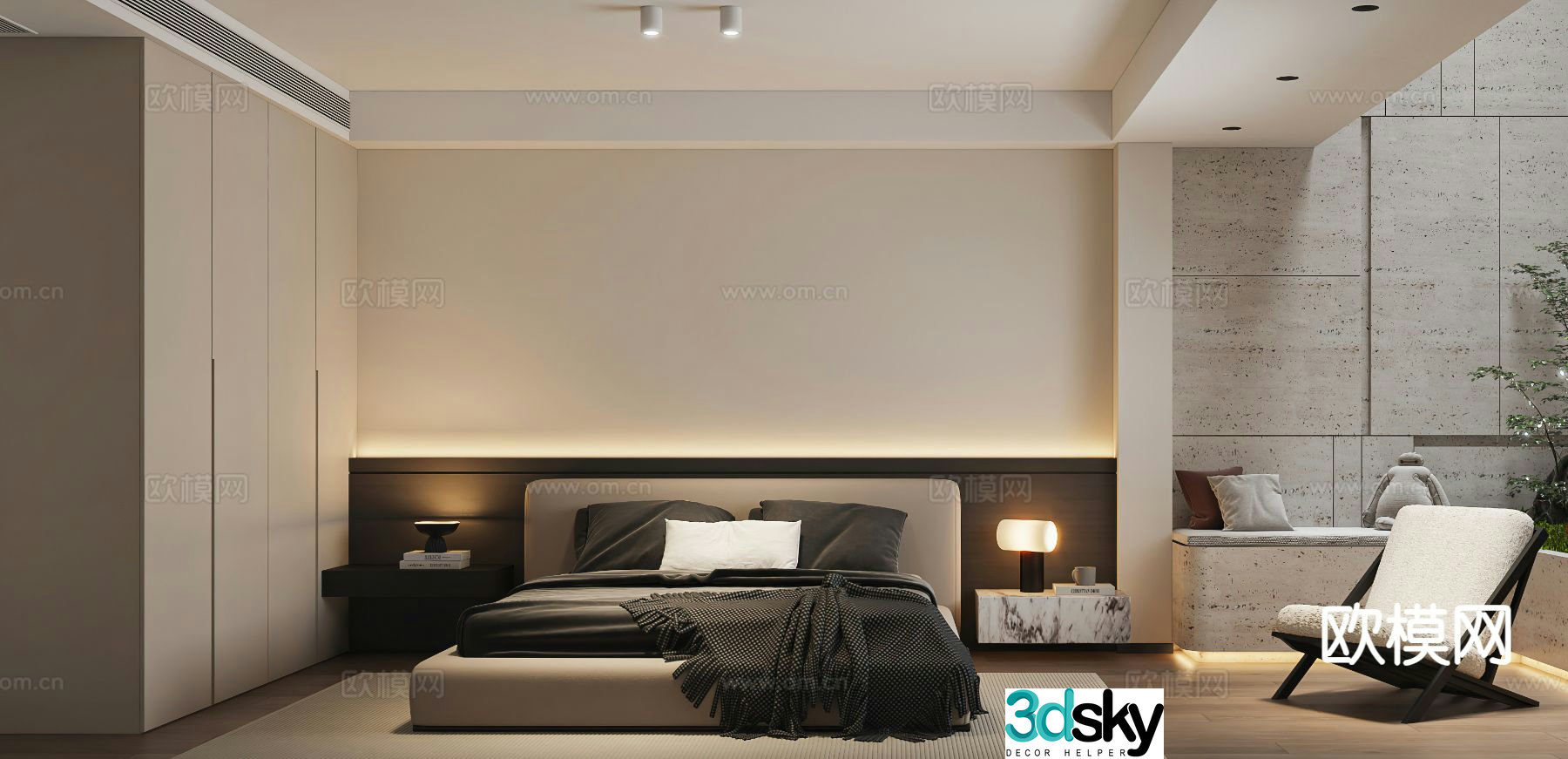 Italian style bedroom master bedroom 3d model