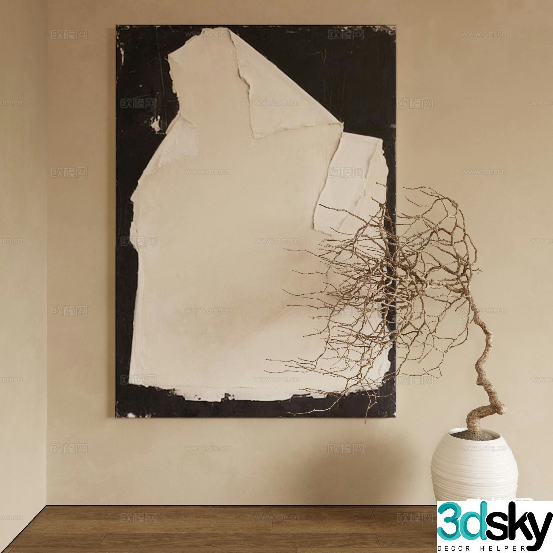 Wabi-sabi art painting texture painting decorative painting 3d model