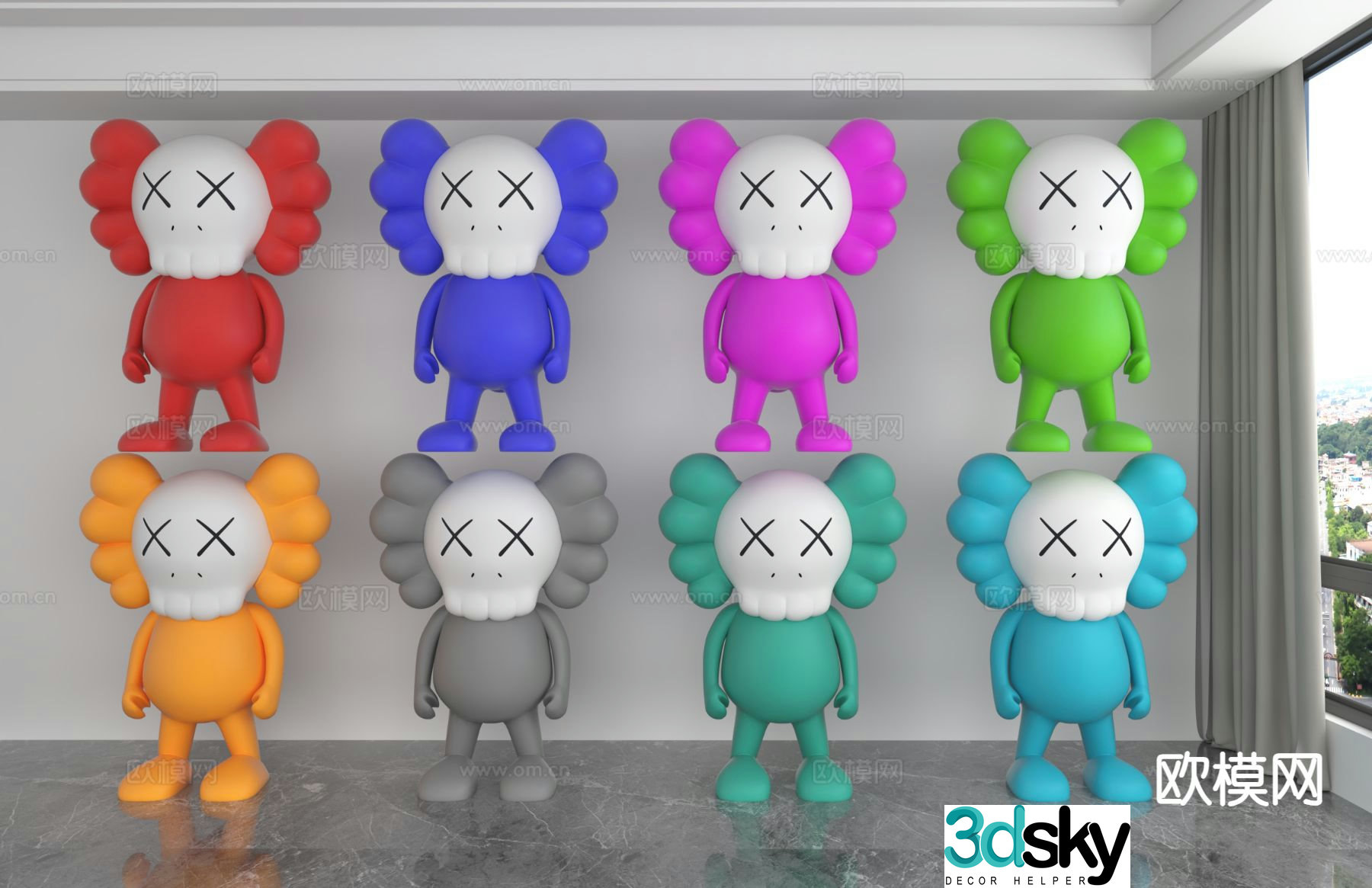 Kaws trendy toys doll ornaments 3D model