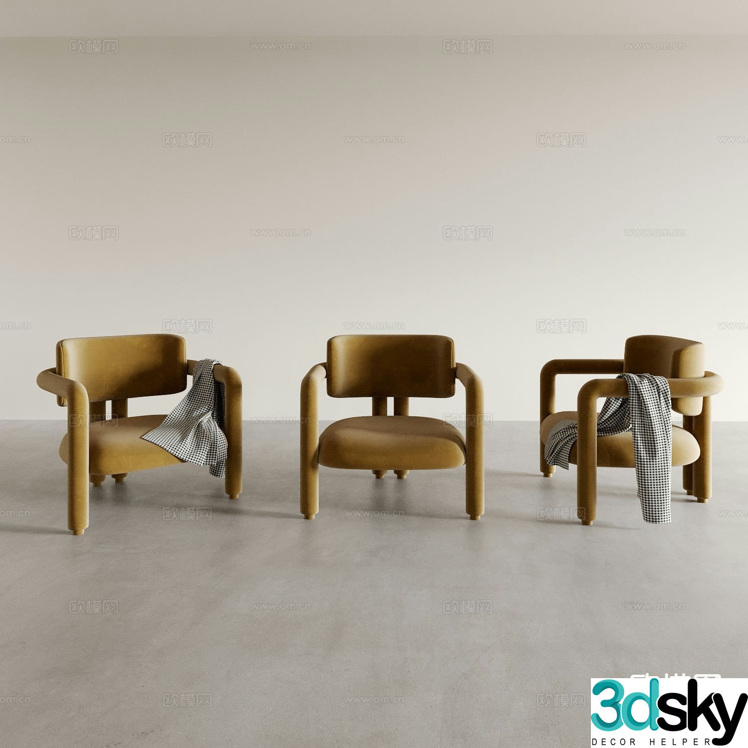 Modern chair dining chair tea chair leisure chair 3d model