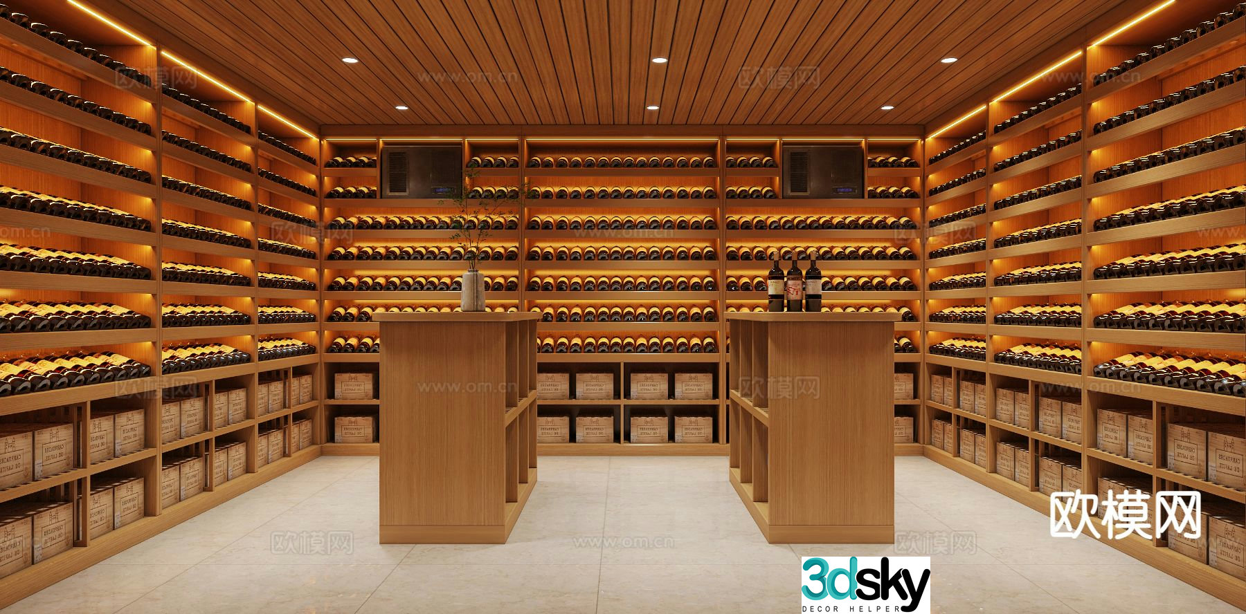 Modern red wine cellar cold storage room constant temperature room 3D model