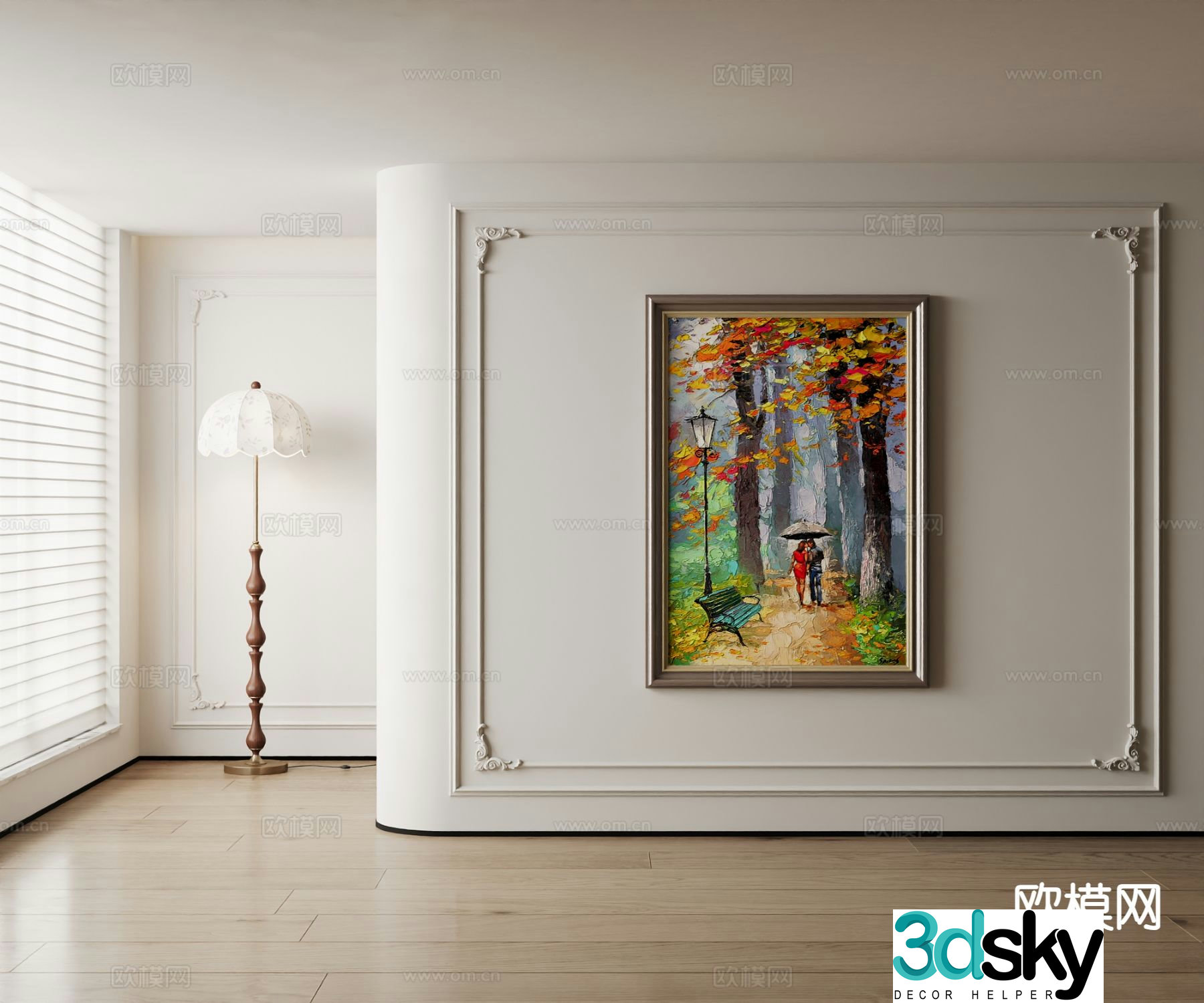 American decorative painting landscape oil painting autumn scene oil painting 3d model