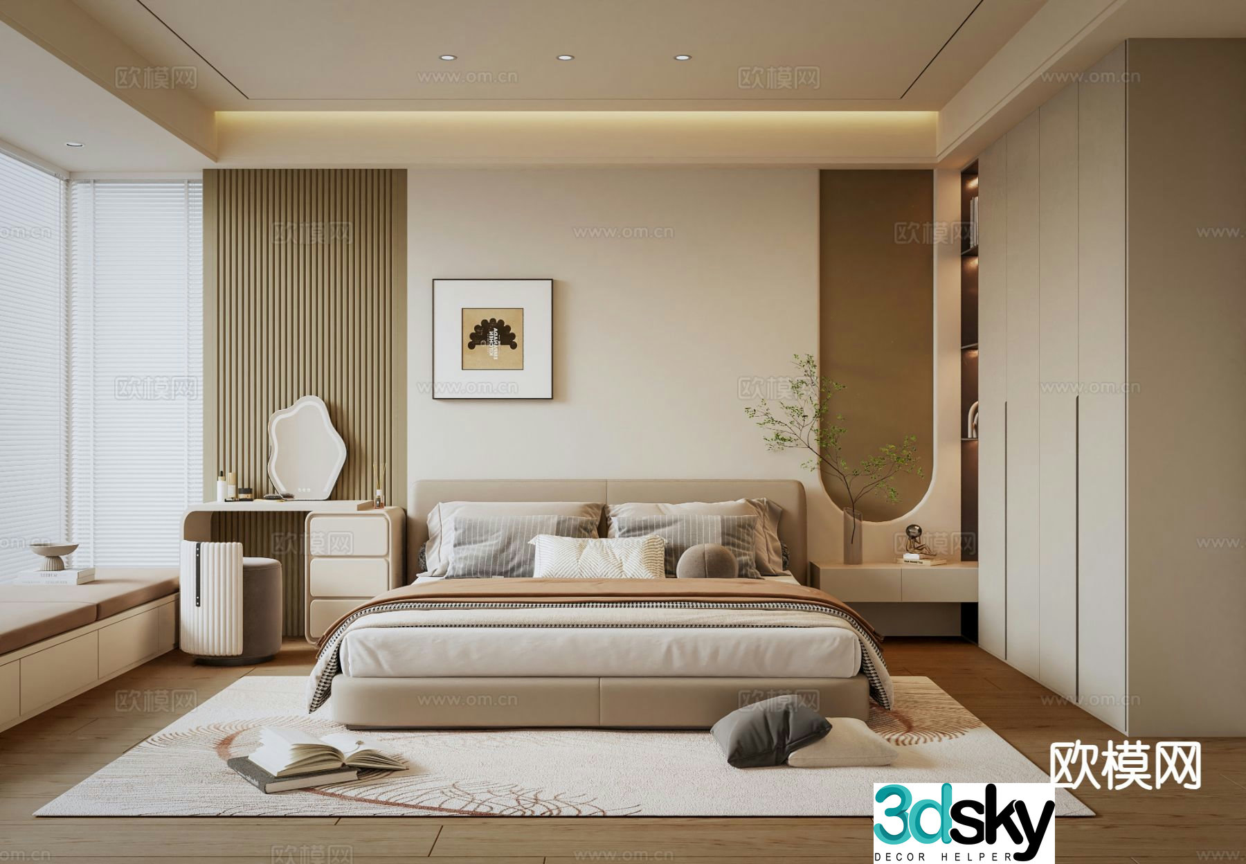 Cream style bedroom master bedroom 3d model