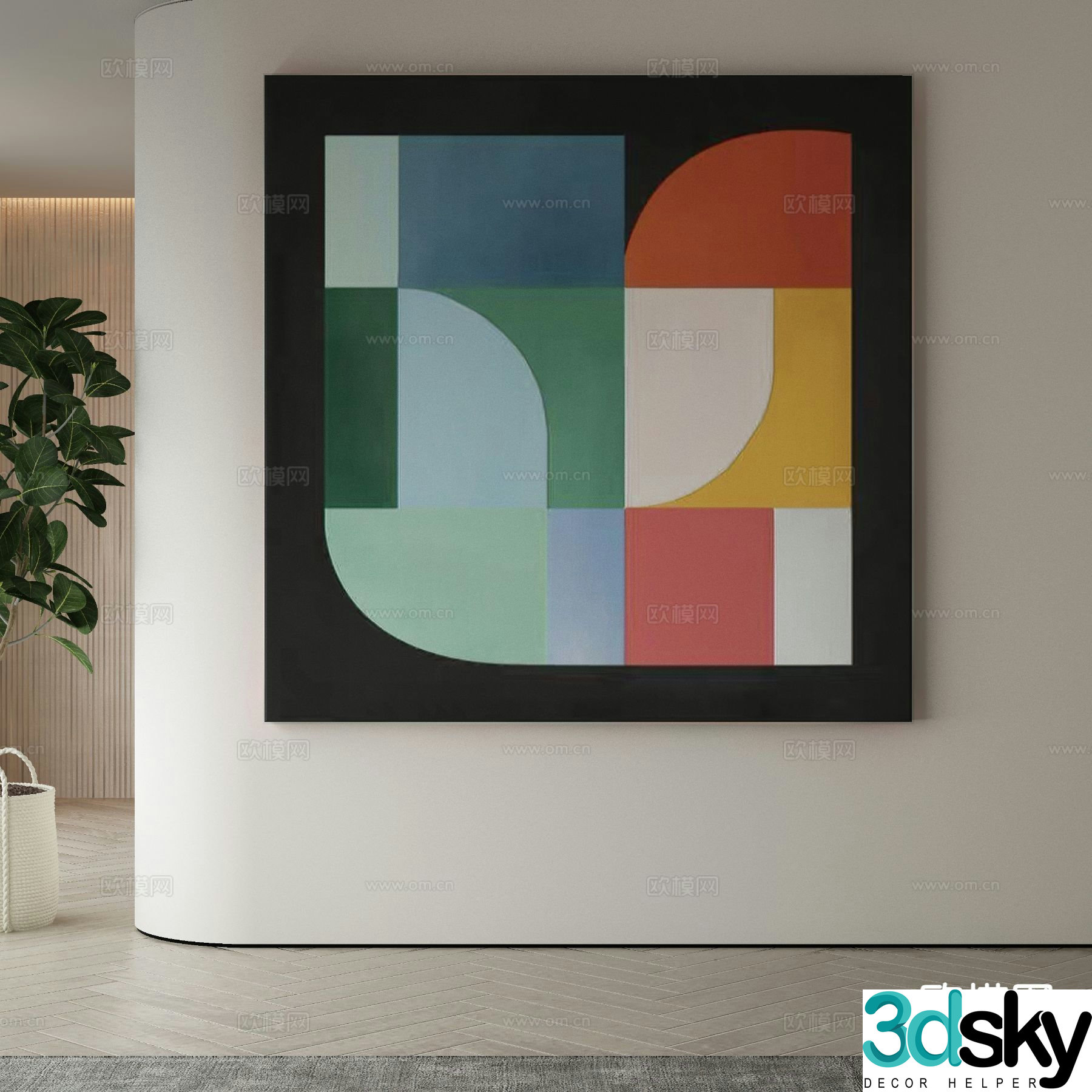 Modern decorative painting geometric hanging painting 3D model