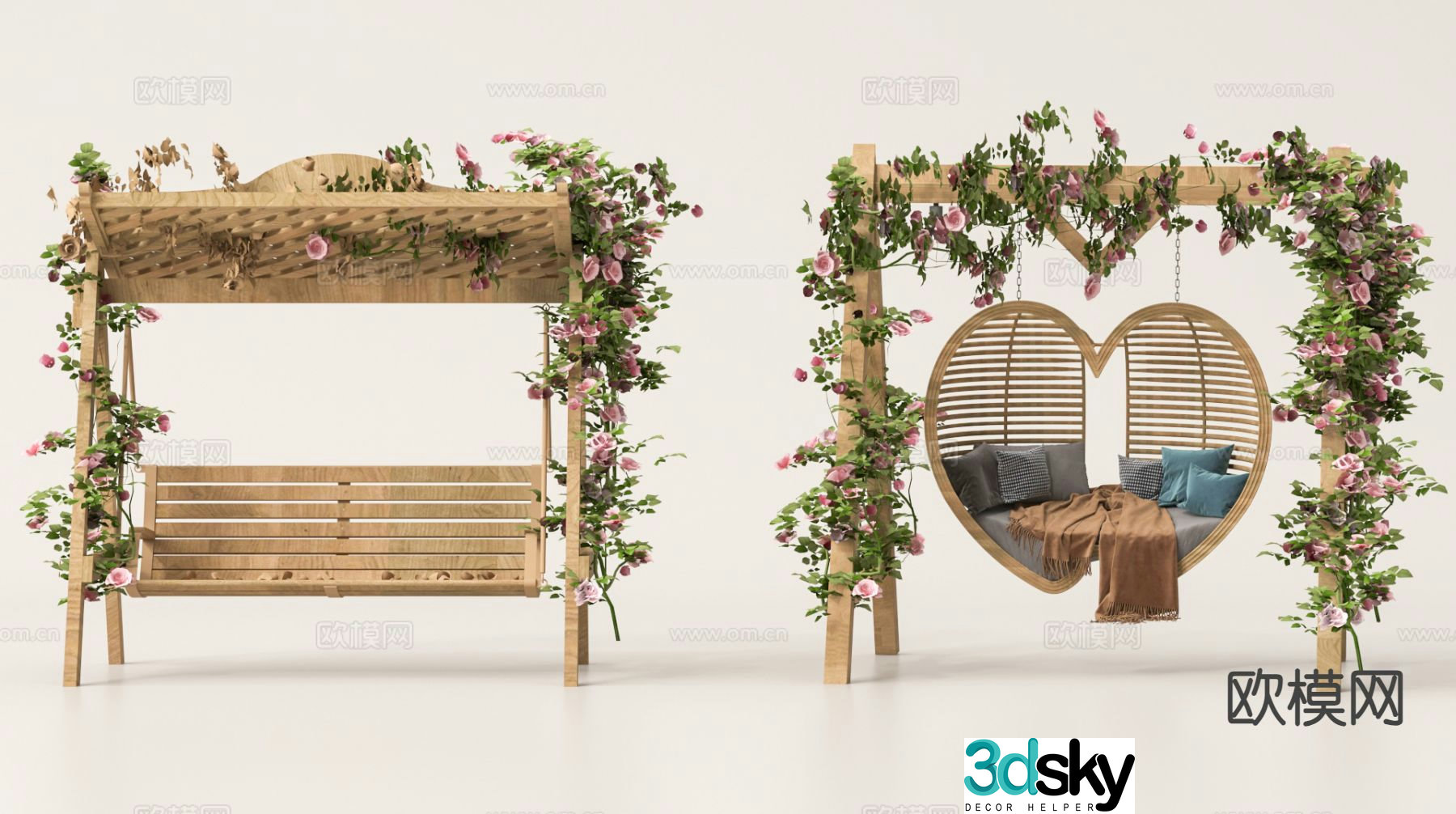 Modern swing hanging chair garden swing 3d model