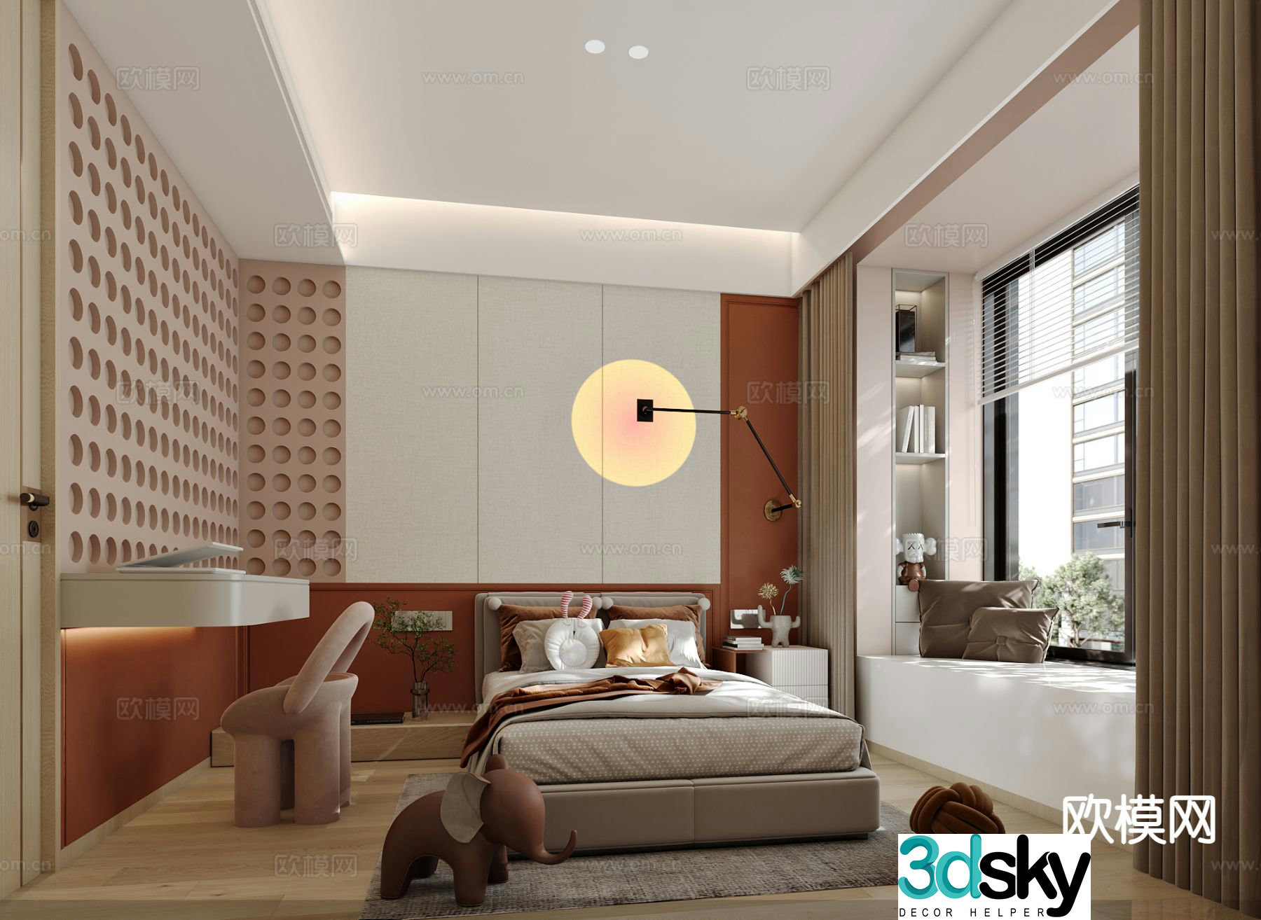 Modern bedroom second bedroom child’s room 3d model