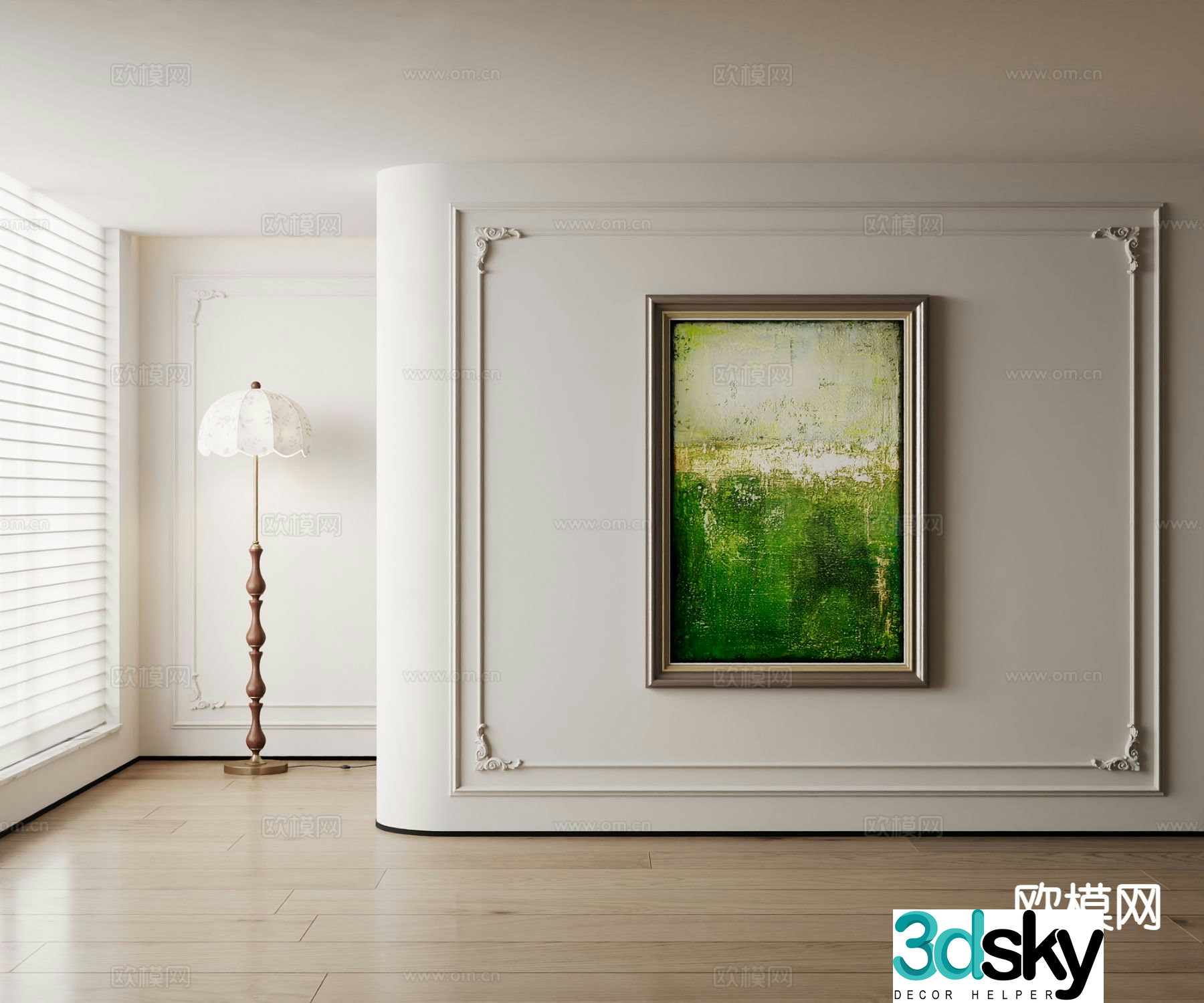 American decorative painting green oil painting 3d model