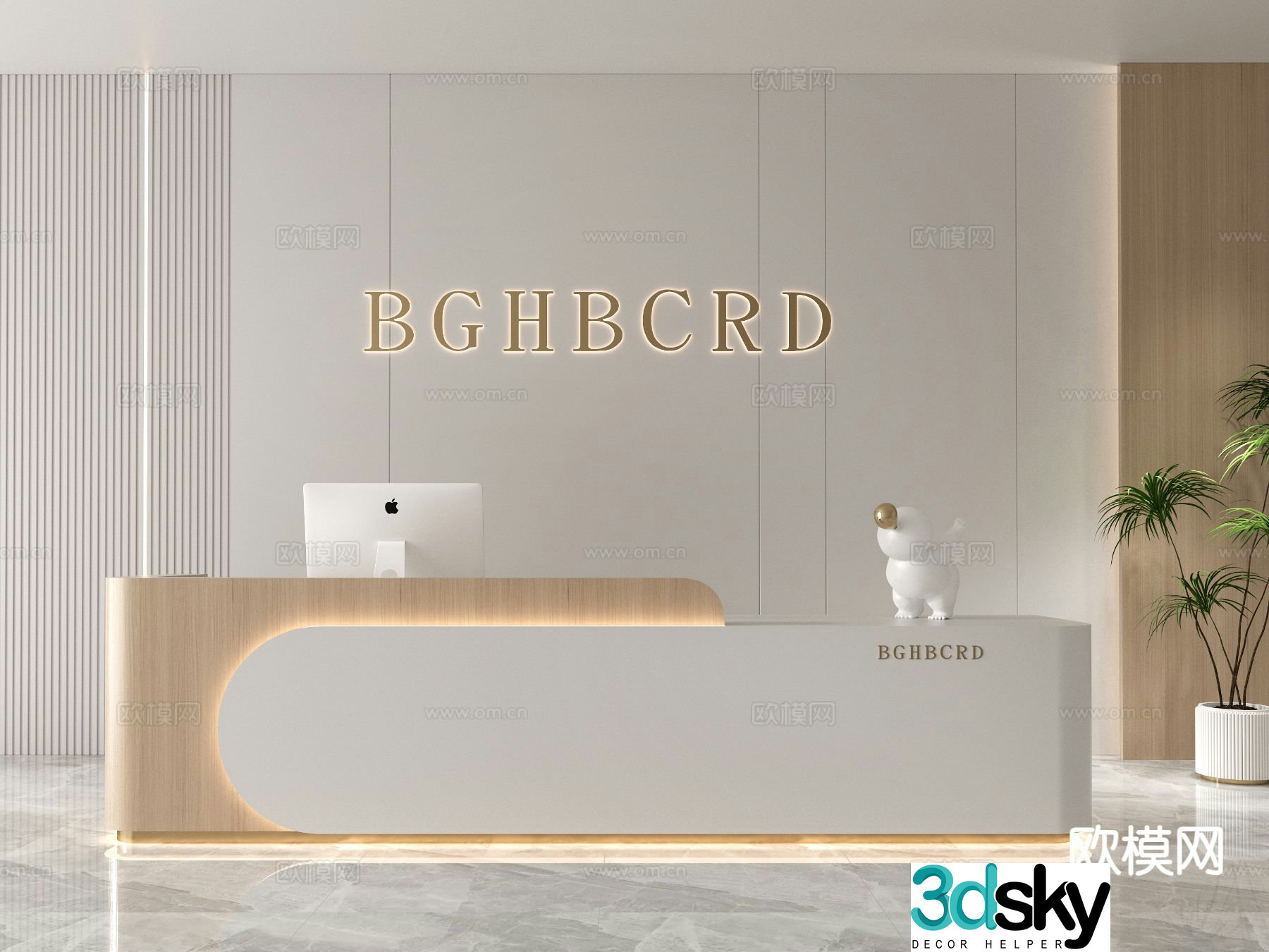 Simple front desk reception desk information desk 3D model