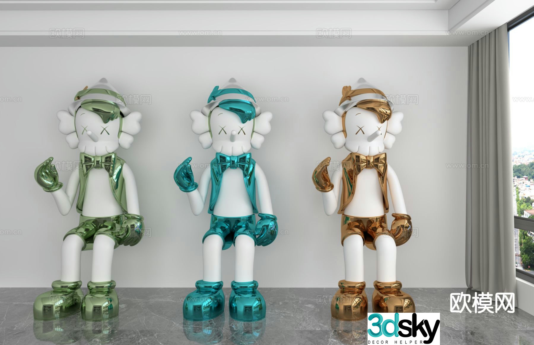 Modern Sesame Street dolls trendy ornaments 3D model