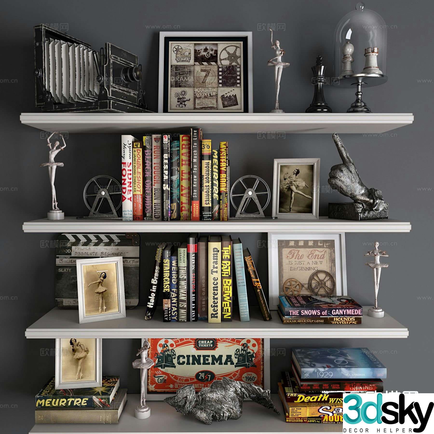 American decorations books ornaments 3d model