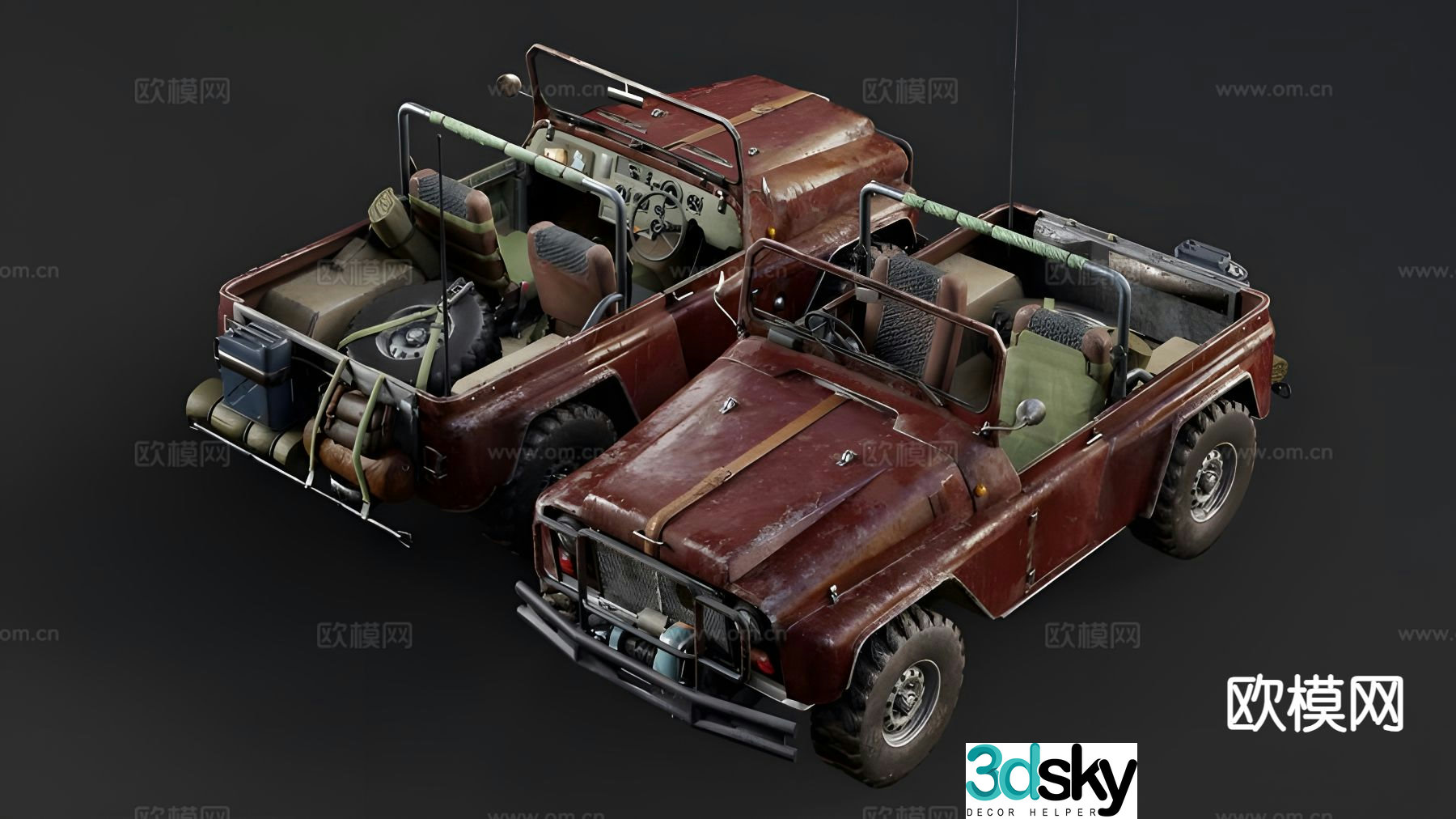 Old car pickup truck 3d model