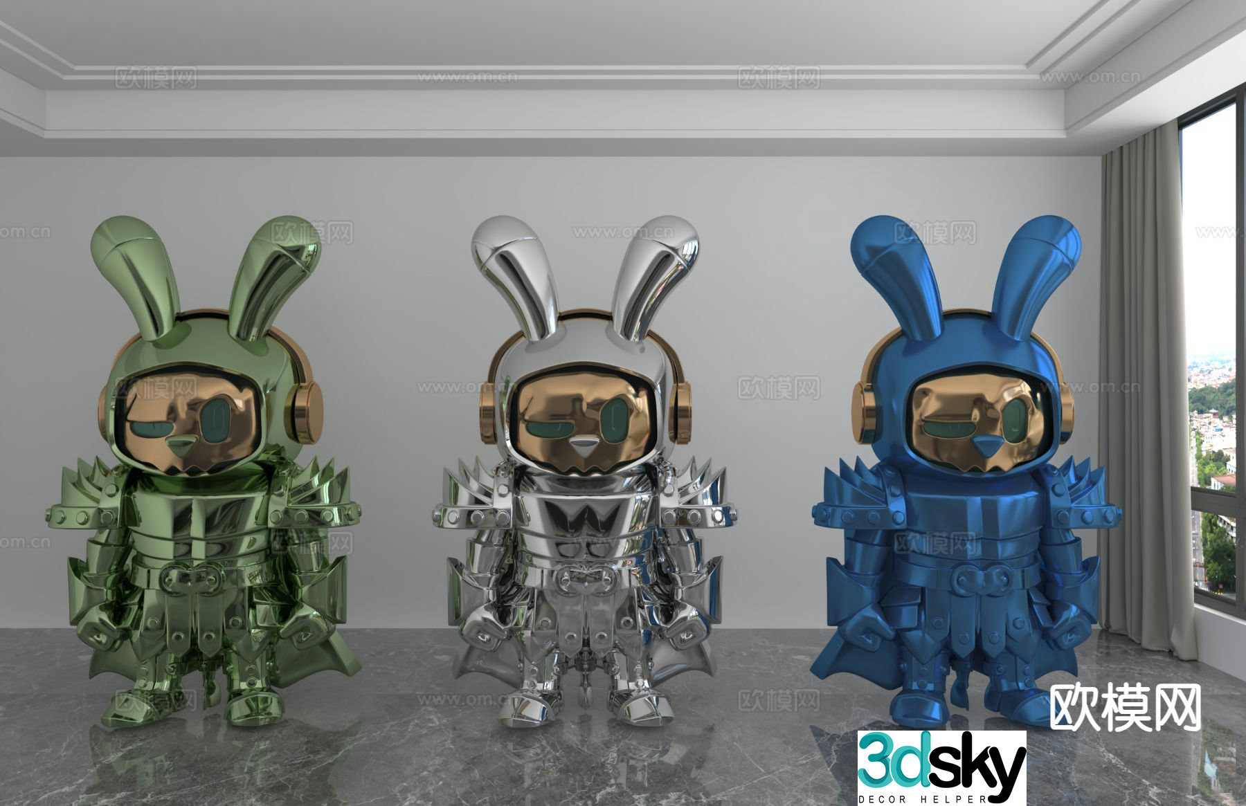 Modern color laser astronaut trendy ornament 3D model