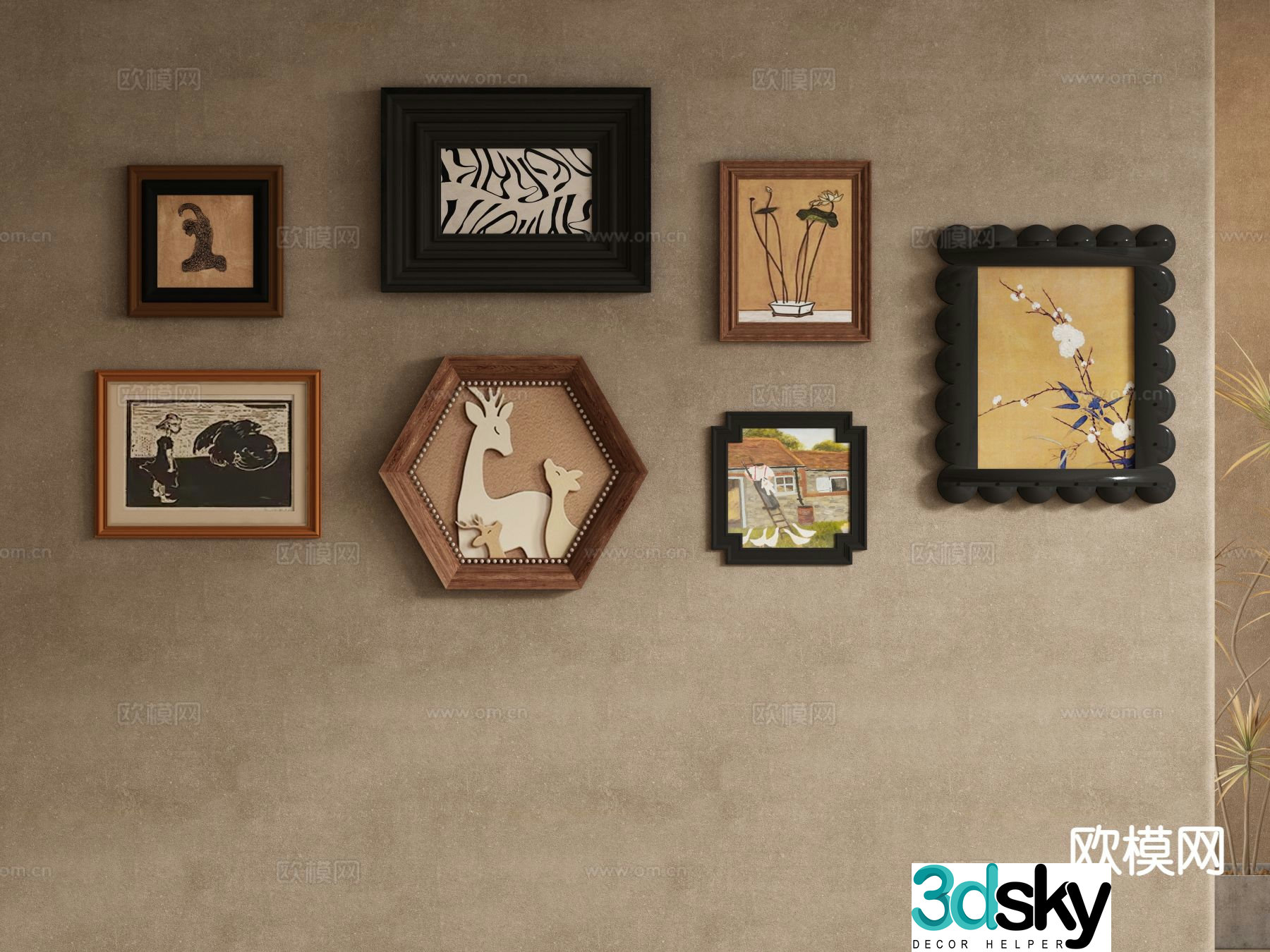 Medieval style art painting photo wall hanging painting 3d model